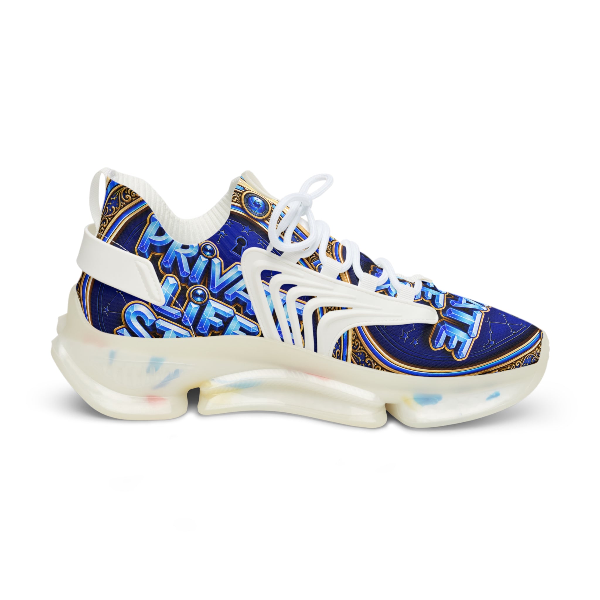 Mesh Sneakers — 'Private Life Style "Bold Blue Graphic Athletic Shoes