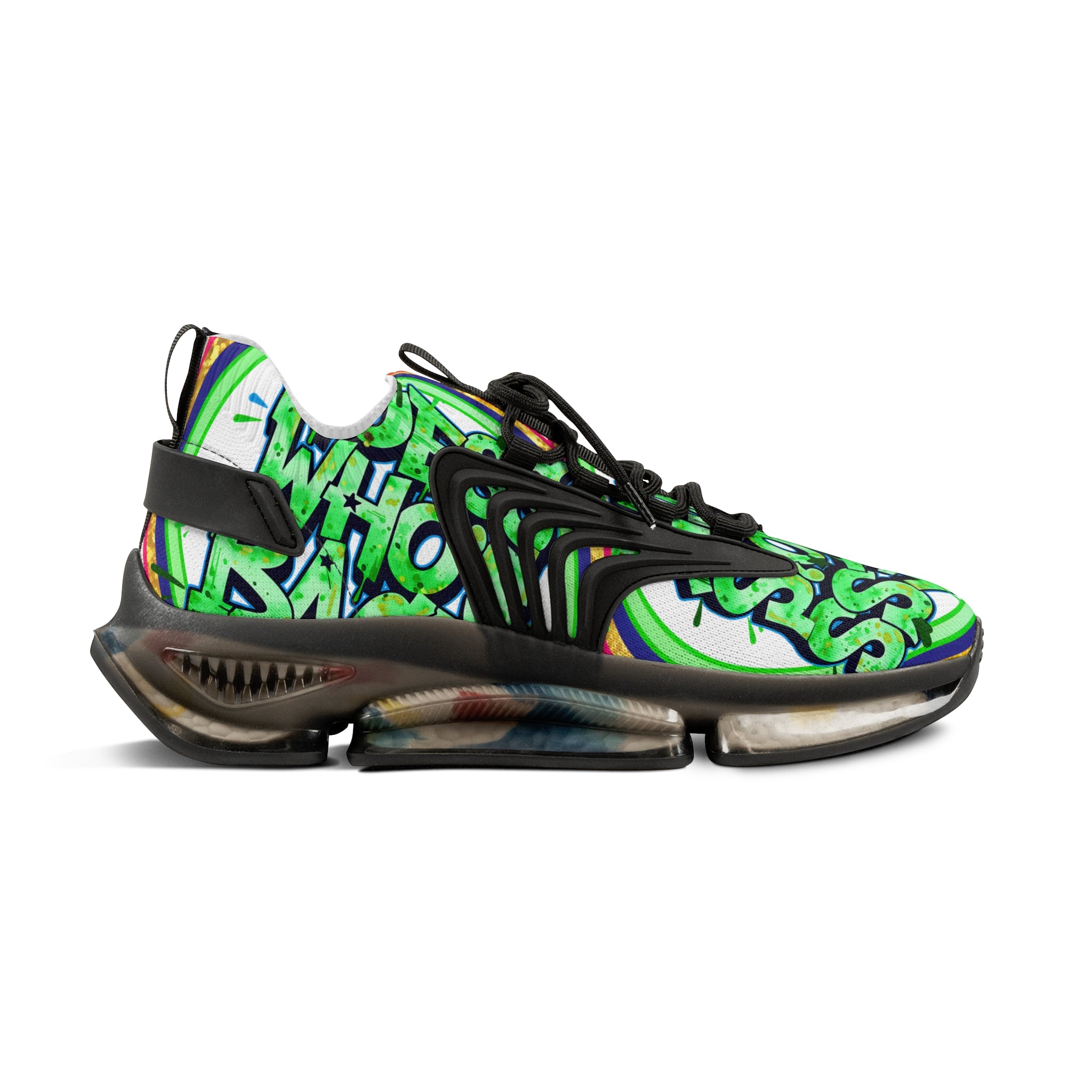 Men's Mesh Sneakers — " Guess Who's Back" Bold Green Graffiti 'Guess Who's Next' Athletic Shoes
