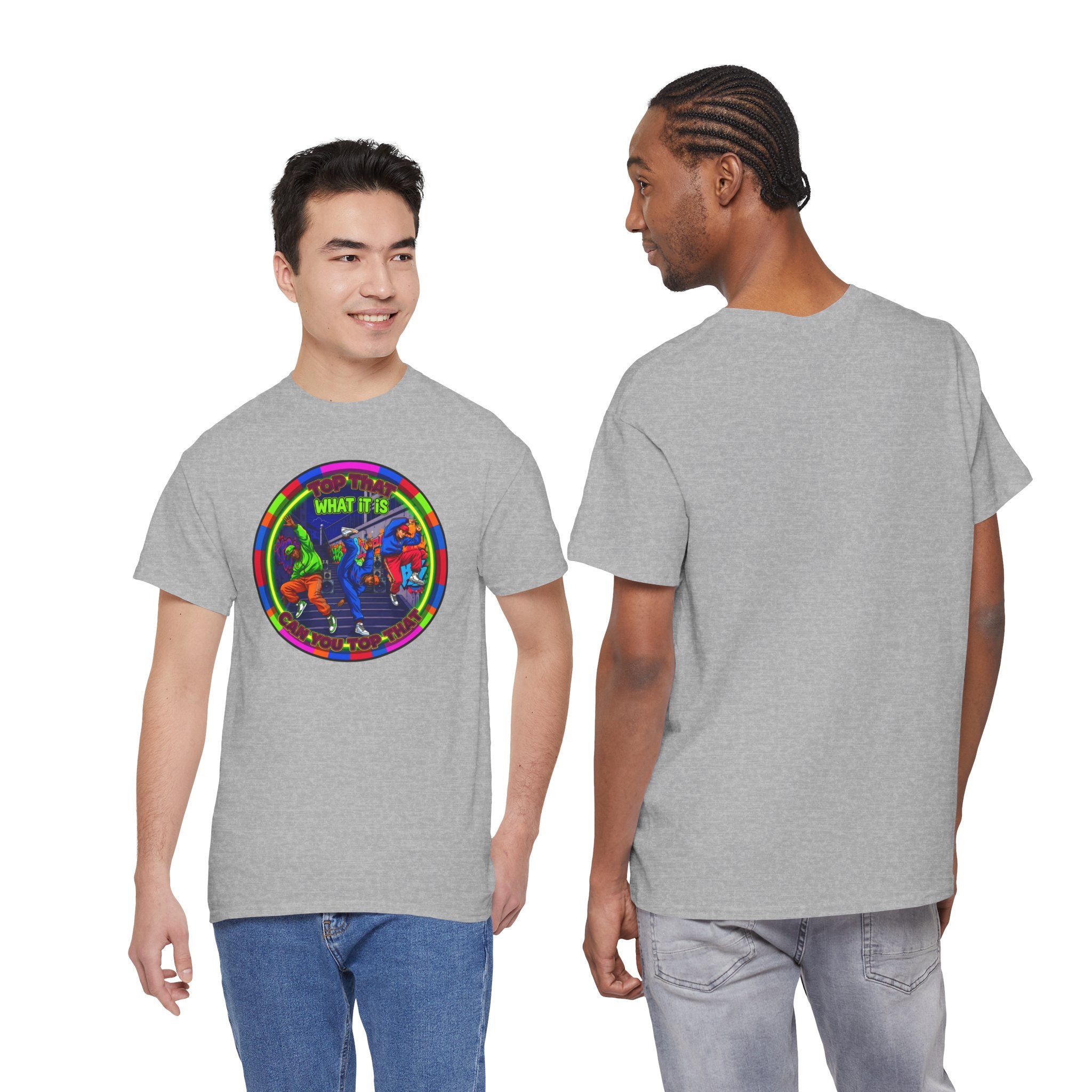 Dance Crew T-Shirt – "Top That What It Is" Retro Neon Graphic Tee
