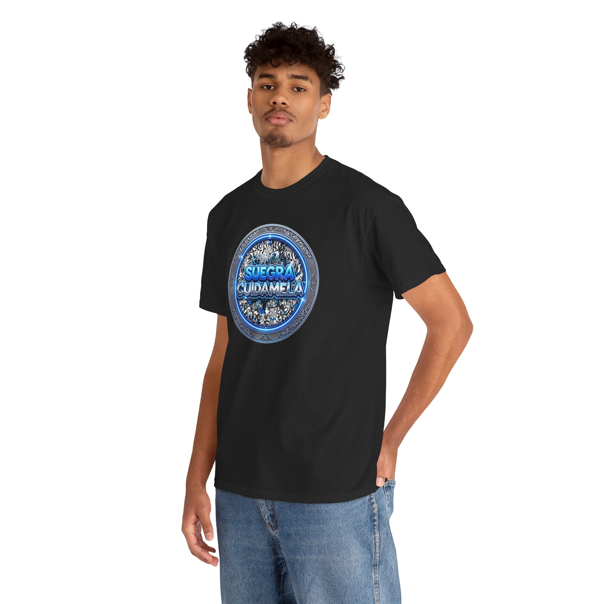 T-Shirt — Suegra Cuídame (Blue Floral Emblem)