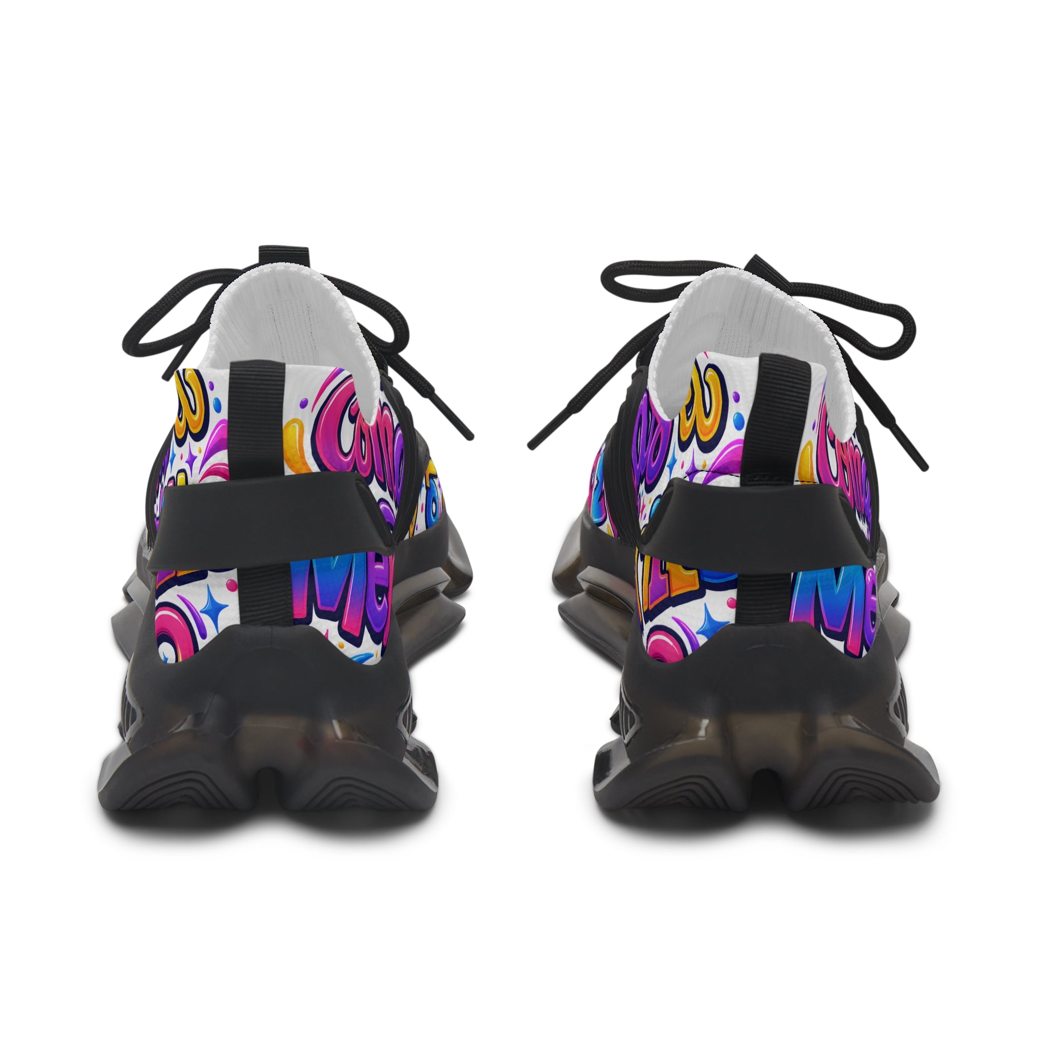 Colorful Graffiti 'No Te Comas El Membrillo" Women's Mesh Sneakers — Funky Streetwear Trainer