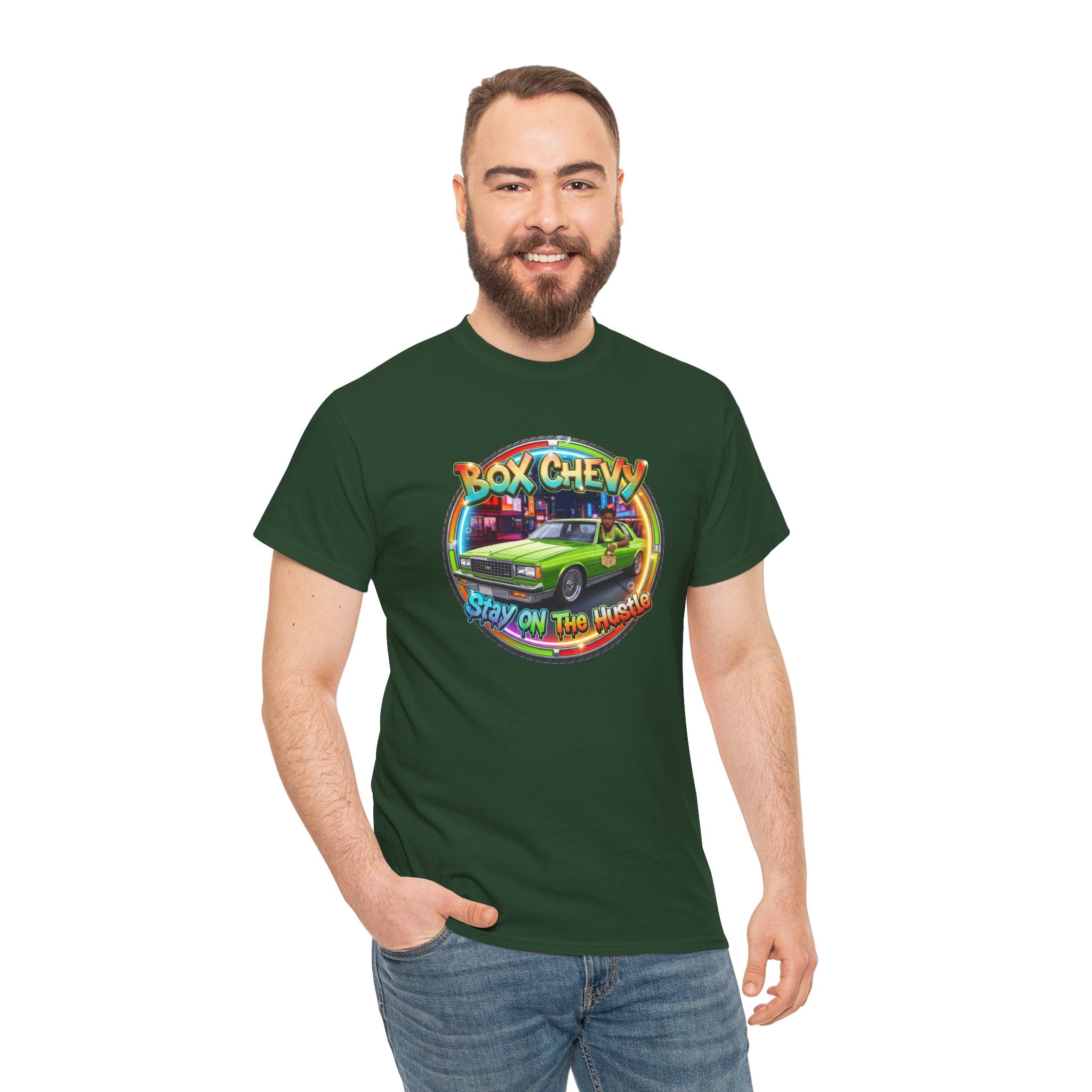 Vintage Chevy Truck Tee — "Box Chevy Stay On The Hustle" Retro Car Graphic Shirt