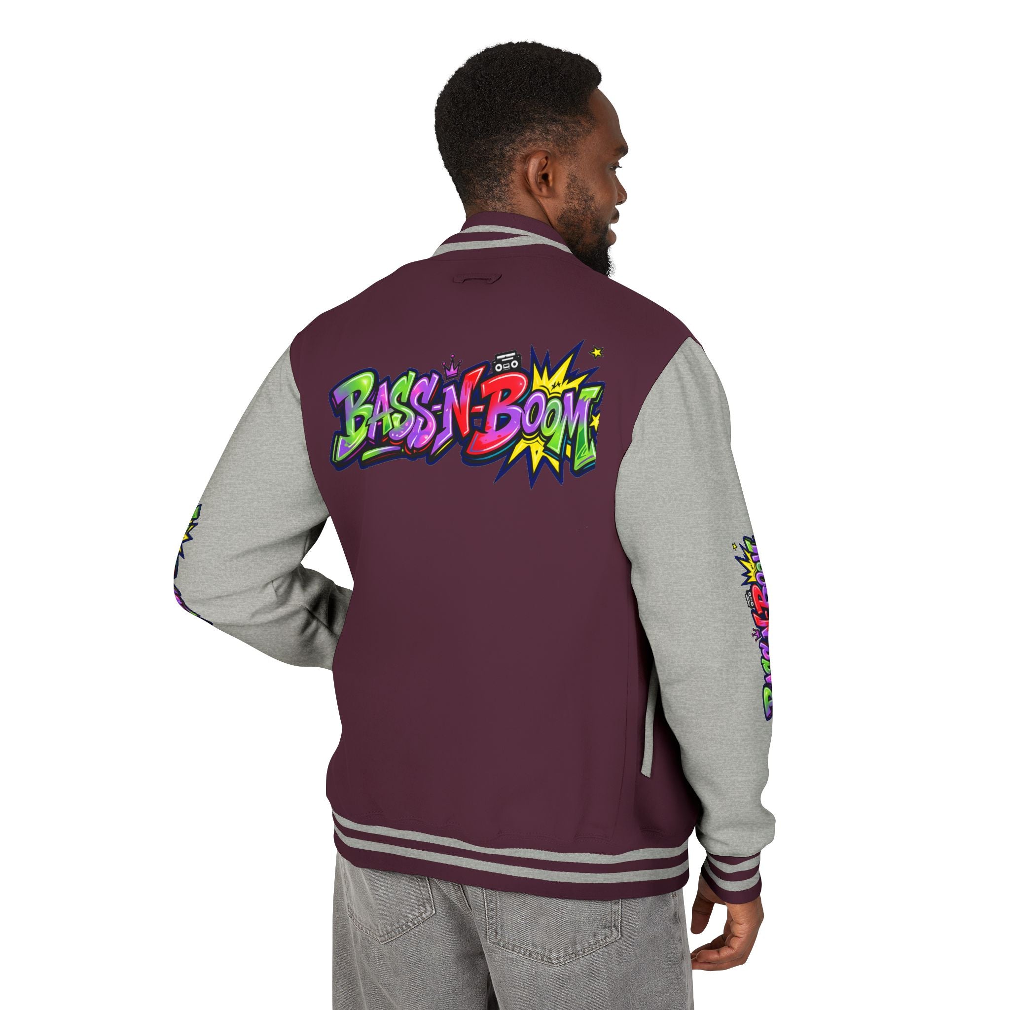 Letterman Jacket — 'Bass N Boom' Graffiti Bomber