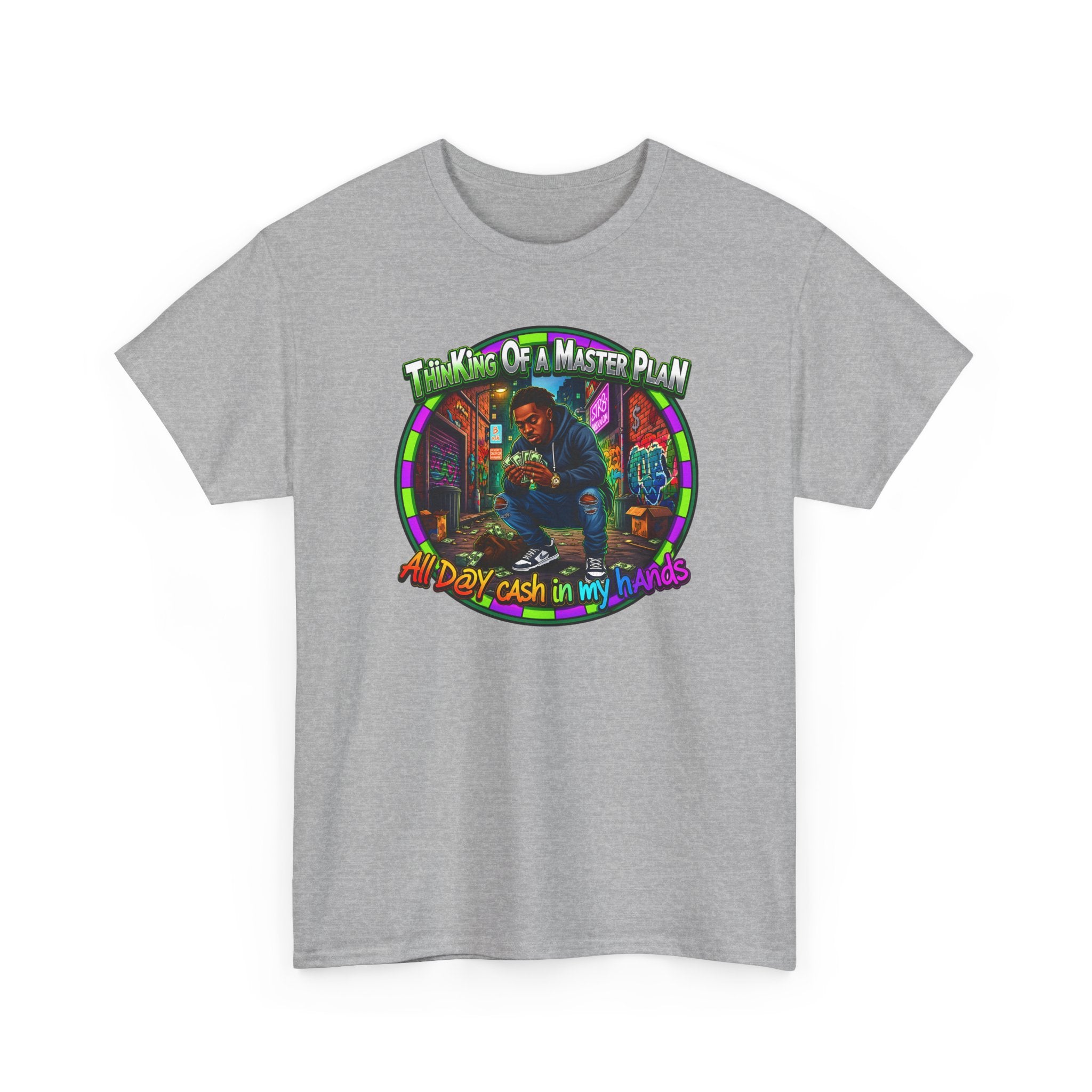 T-Shirt — "Thinking of a Master Plan" Colorful Retro Hip-Hop Graphic Tee