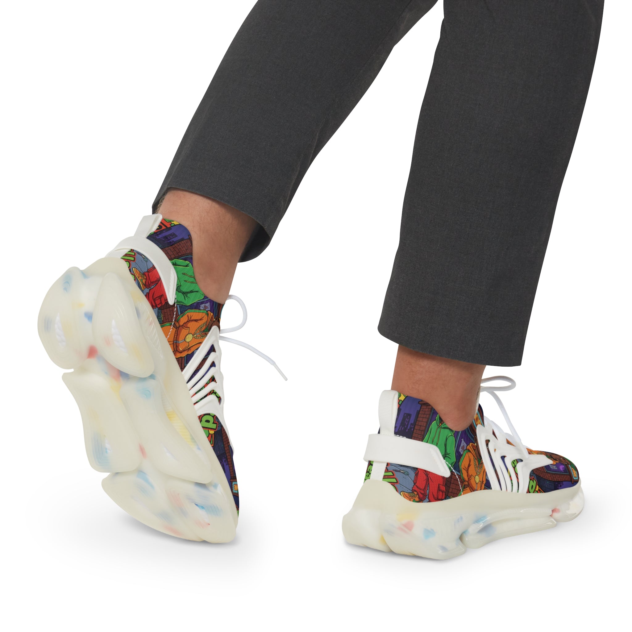 Mesh Sneakers — "I'm Waiting For The Re-Up"Urban Retro Street Art Print Men’s Athletic Shoes