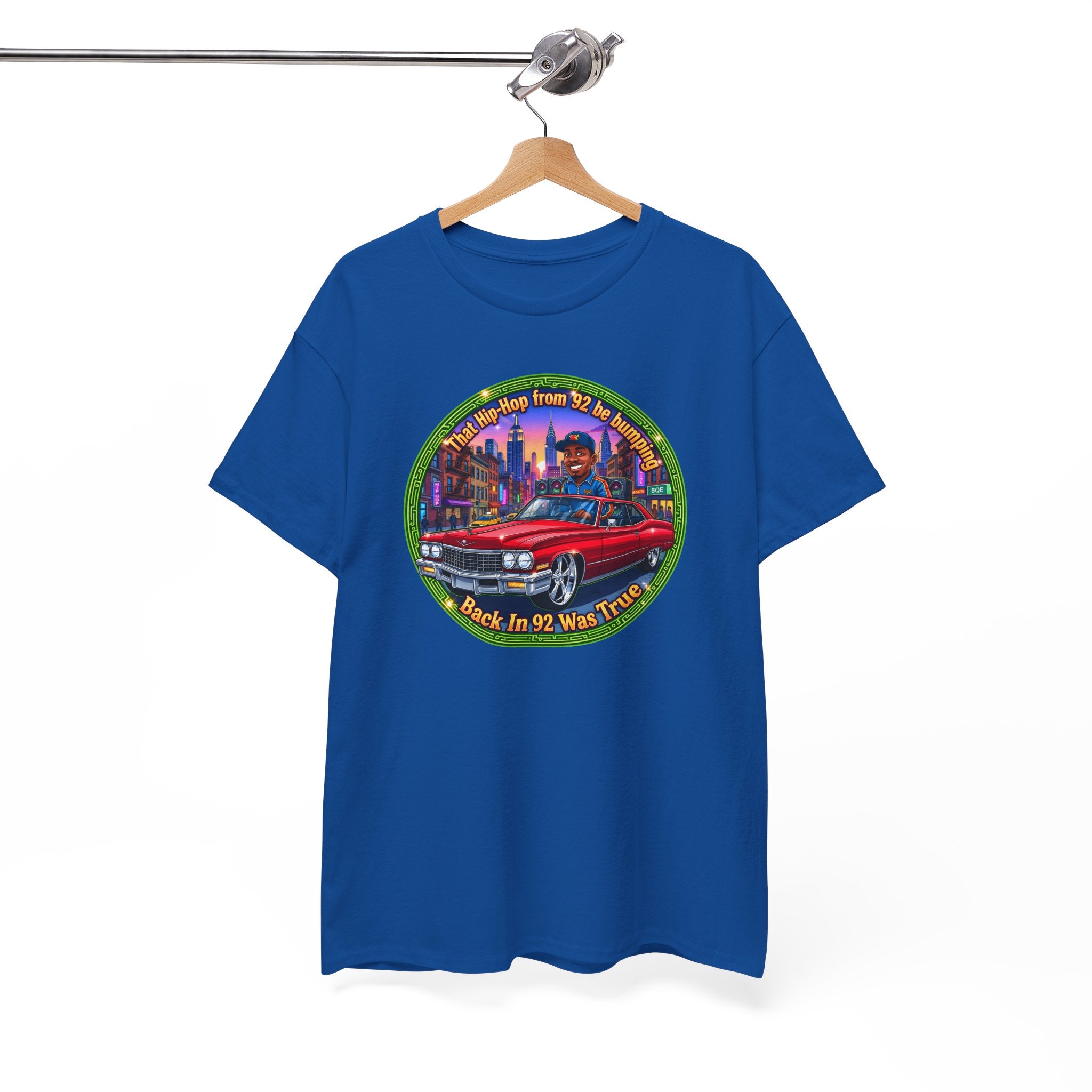 Vintage Red Convertible T-Shirt – “That Hip-hop From 92 Be Bumping" Retro City Cruise Tee