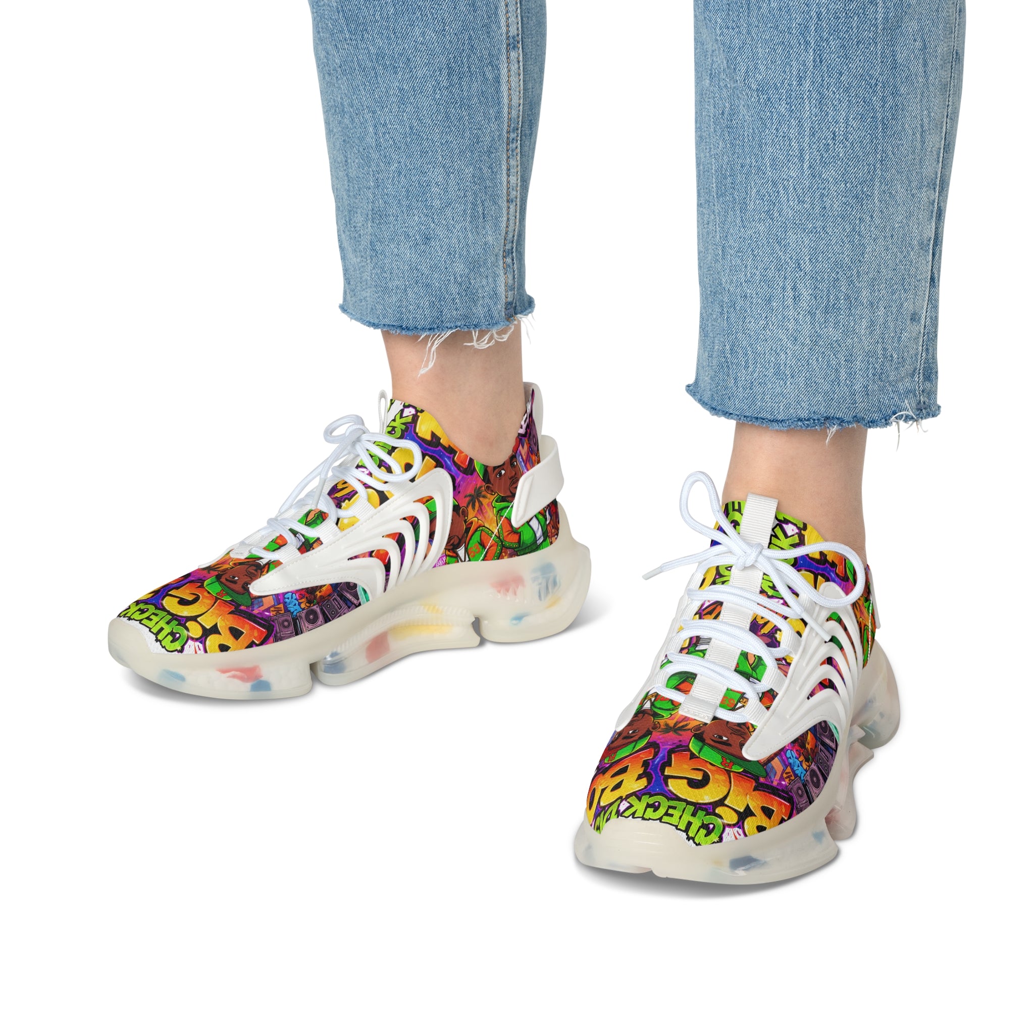 Mesh Sneakers — Colorful Graffiti Pop Art Design