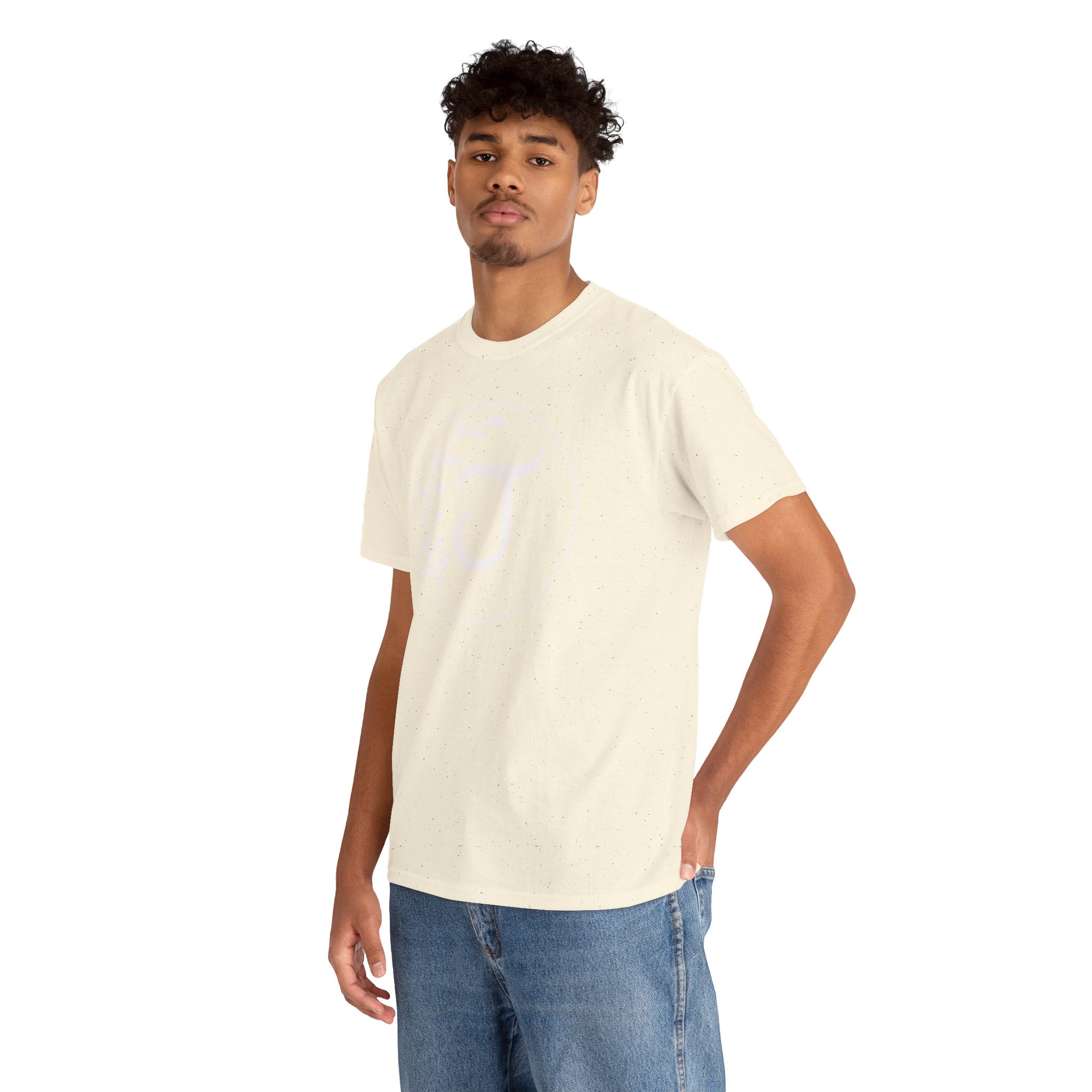 White Tee with Subtle "Floral J " Jesus Christ "— Minimalist Japanese Character T-Shirt