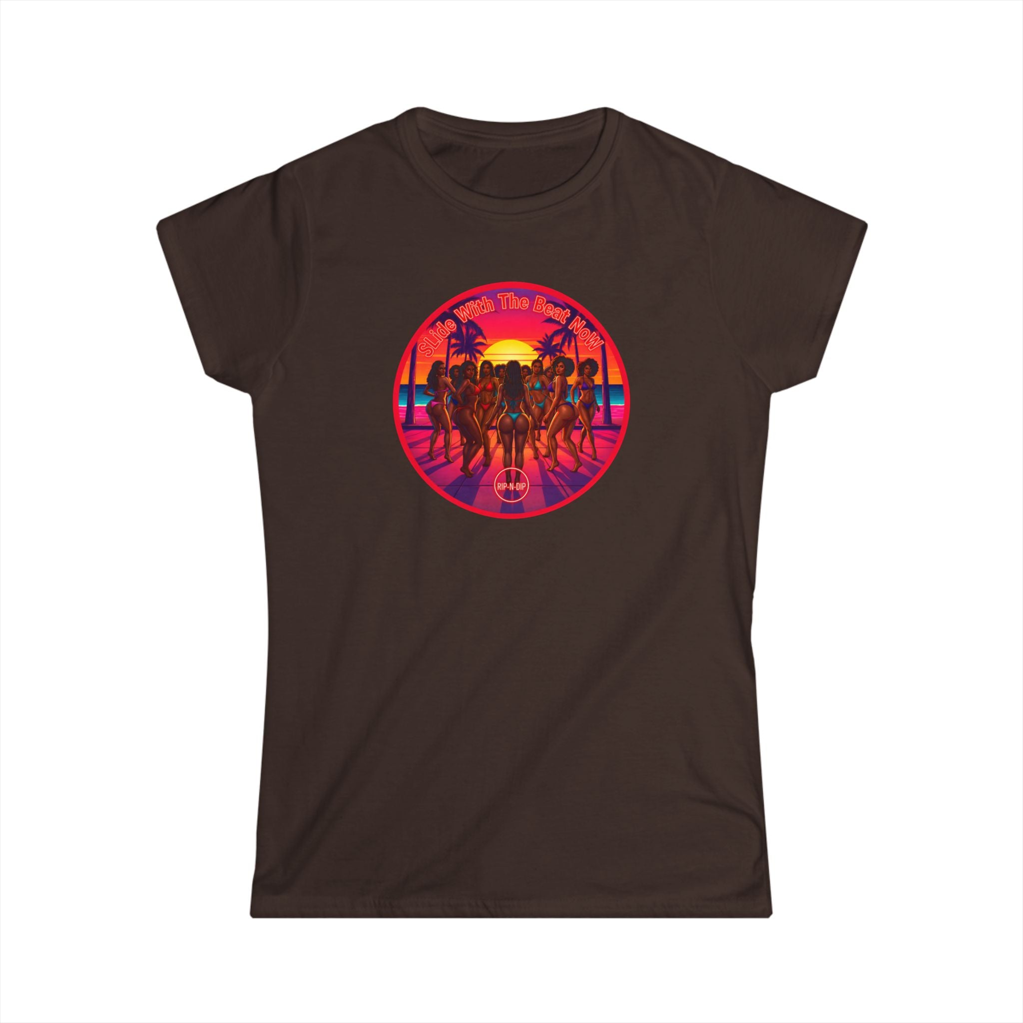 Women's Softstyle Tee — '' Slide With The Best Now" Classic White Crewneck T-Shirt