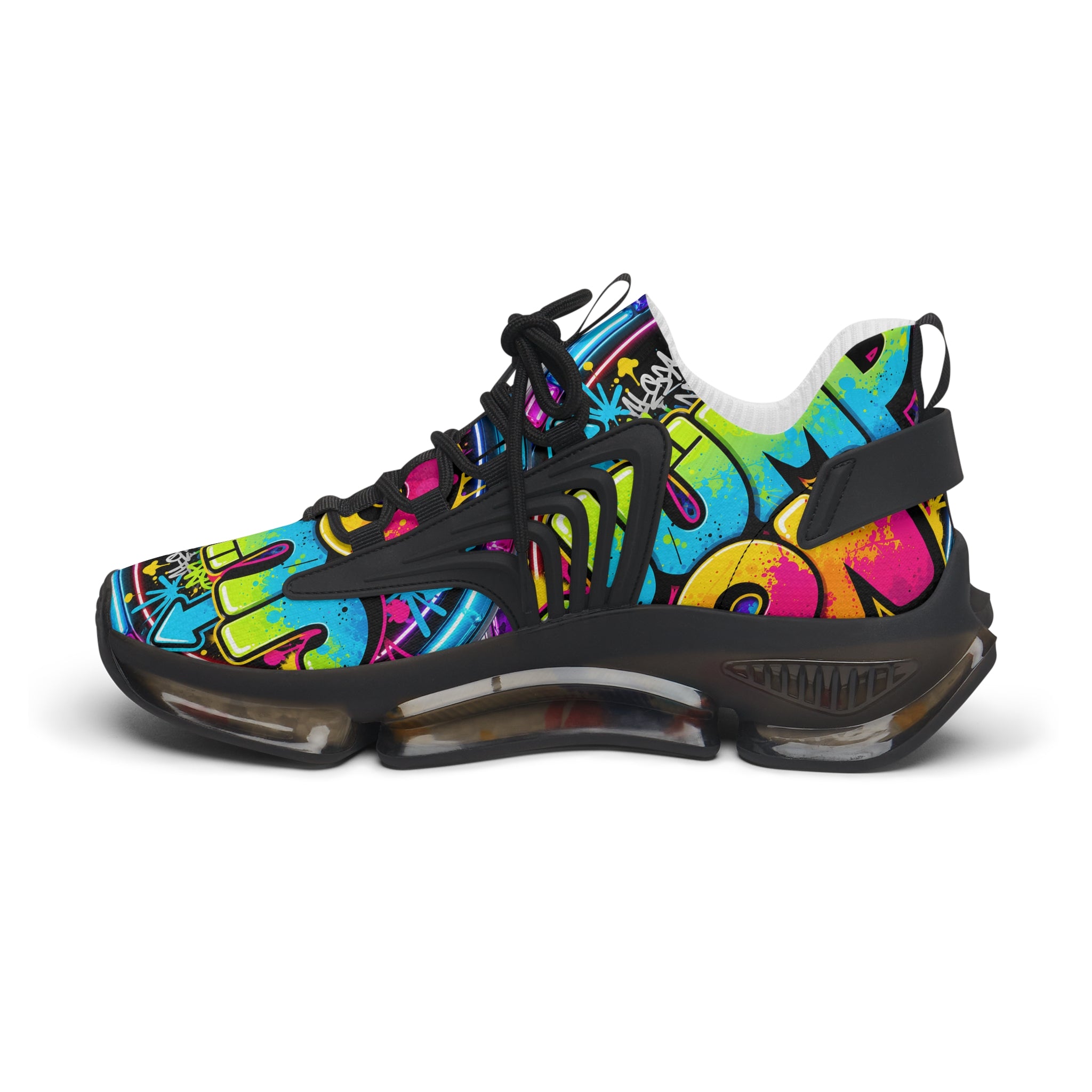 Women's Mesh Sneakers — "Jump On" Colorful Graffiti Streetwear Athletic Shoes