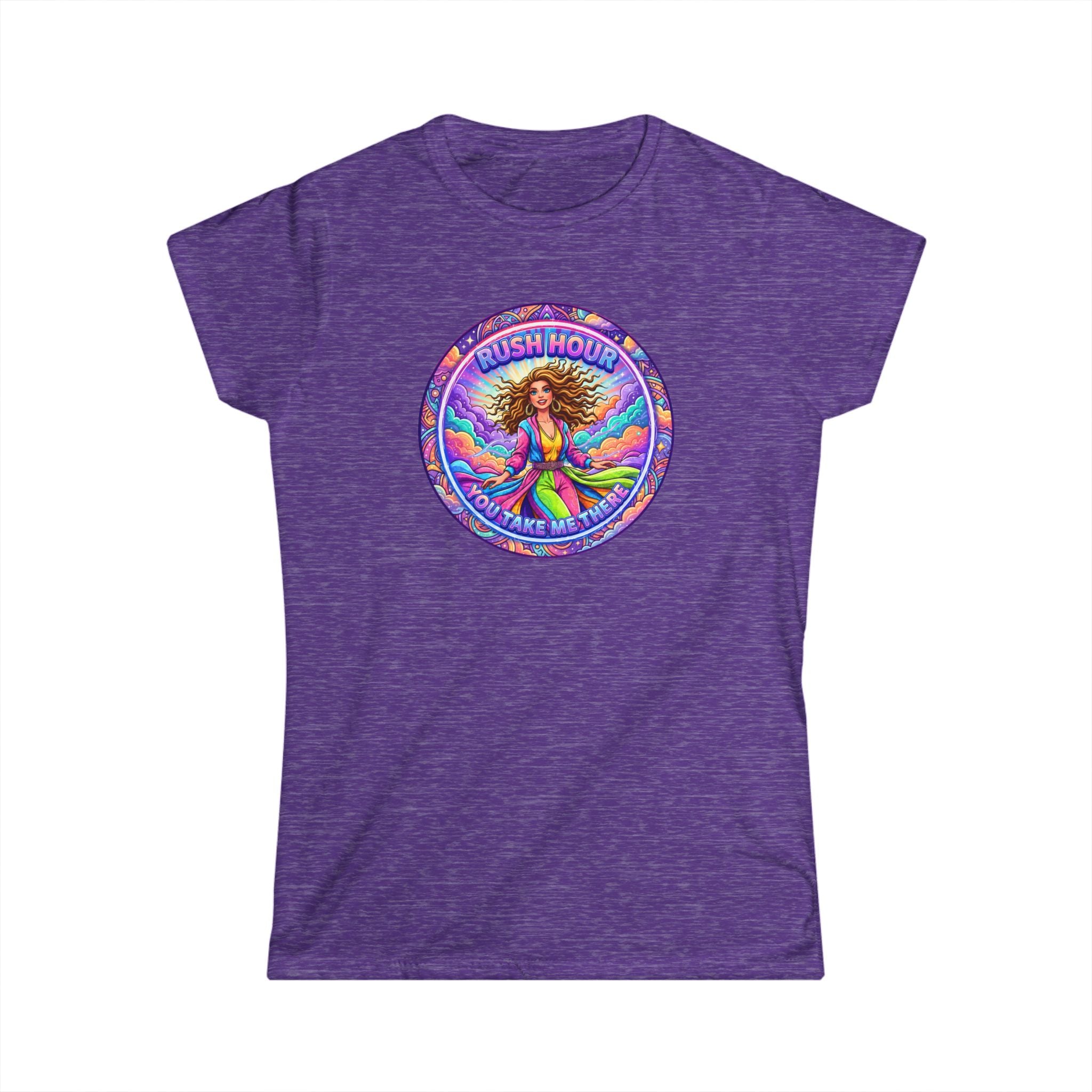 Women's Tee — “Rush Hour” Colorful Retro Hippie Graphic