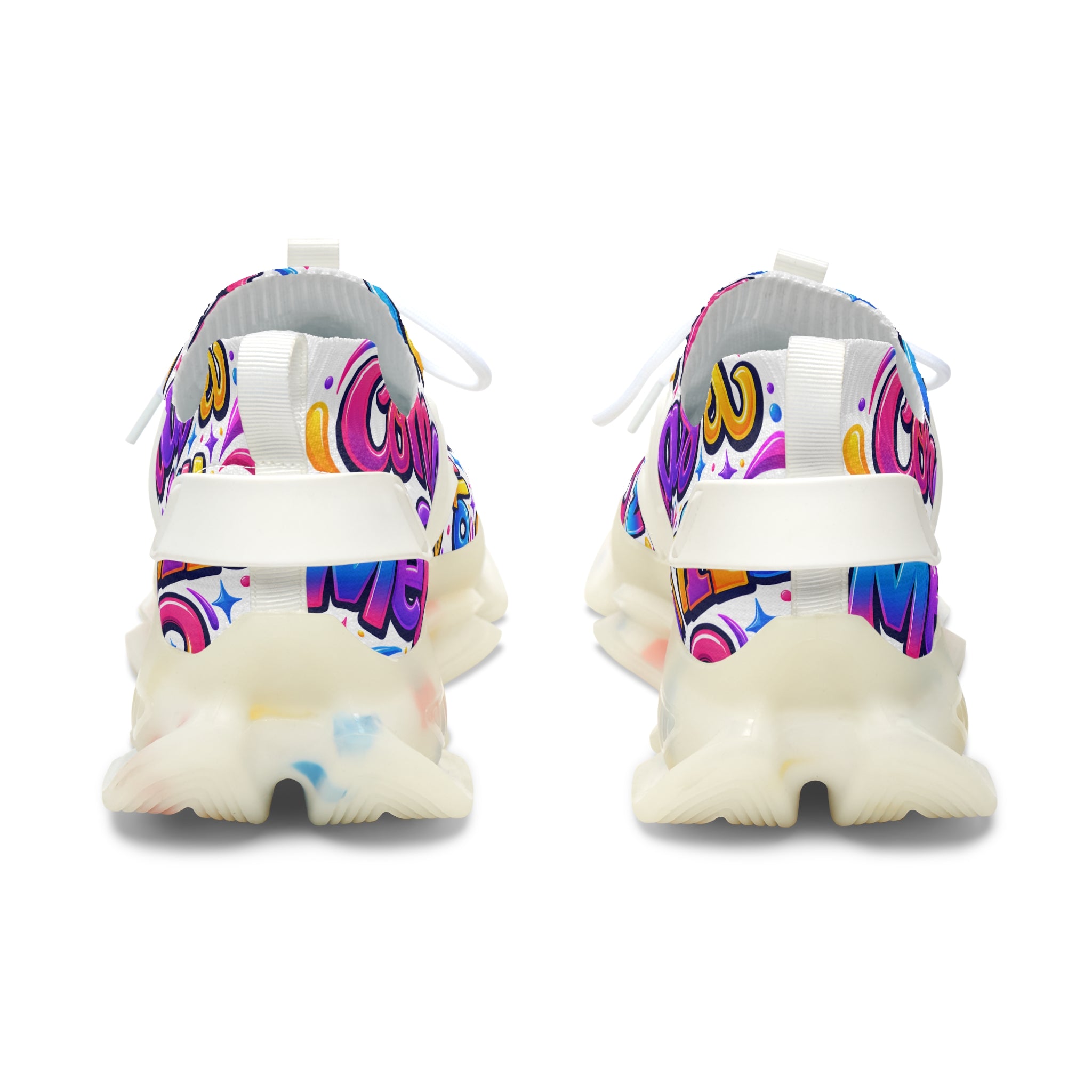 Colorful Graffiti 'No Te Comas El Membrillo" Women's Mesh Sneakers — Funky Streetwear Trainer
