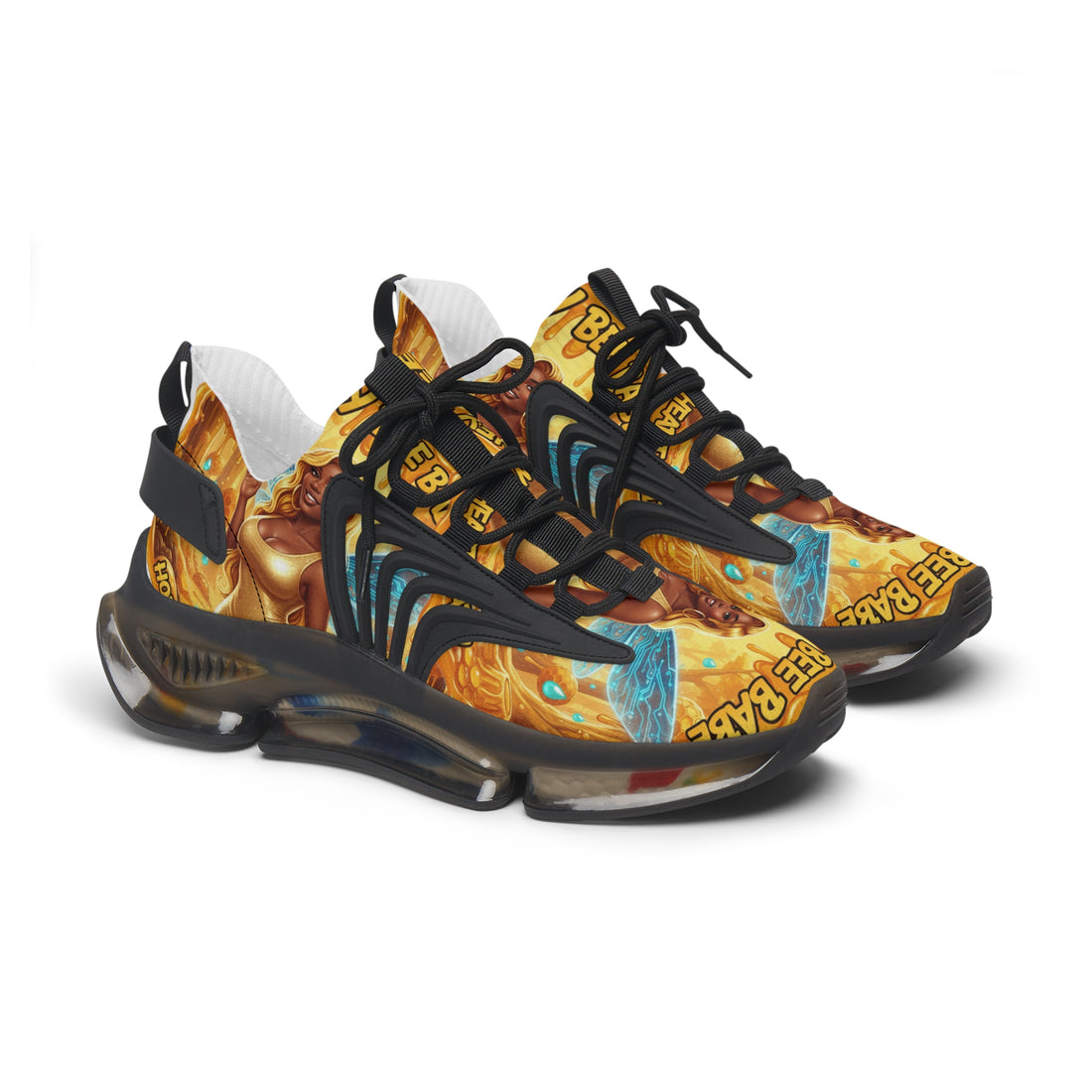 Women's Mesh Sneakers —"Honey Bee Bae" Golden Bee Fairy Graphic Athletic Shoes
