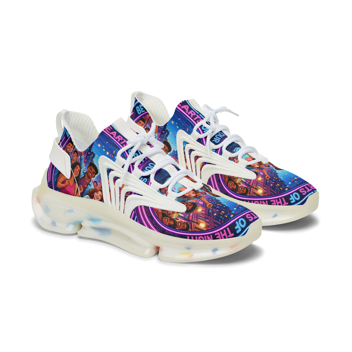 Women’s Mesh Sneakers — Colorful 'Be Young Of Hearts of the Night' Graphic Athletic Shoes