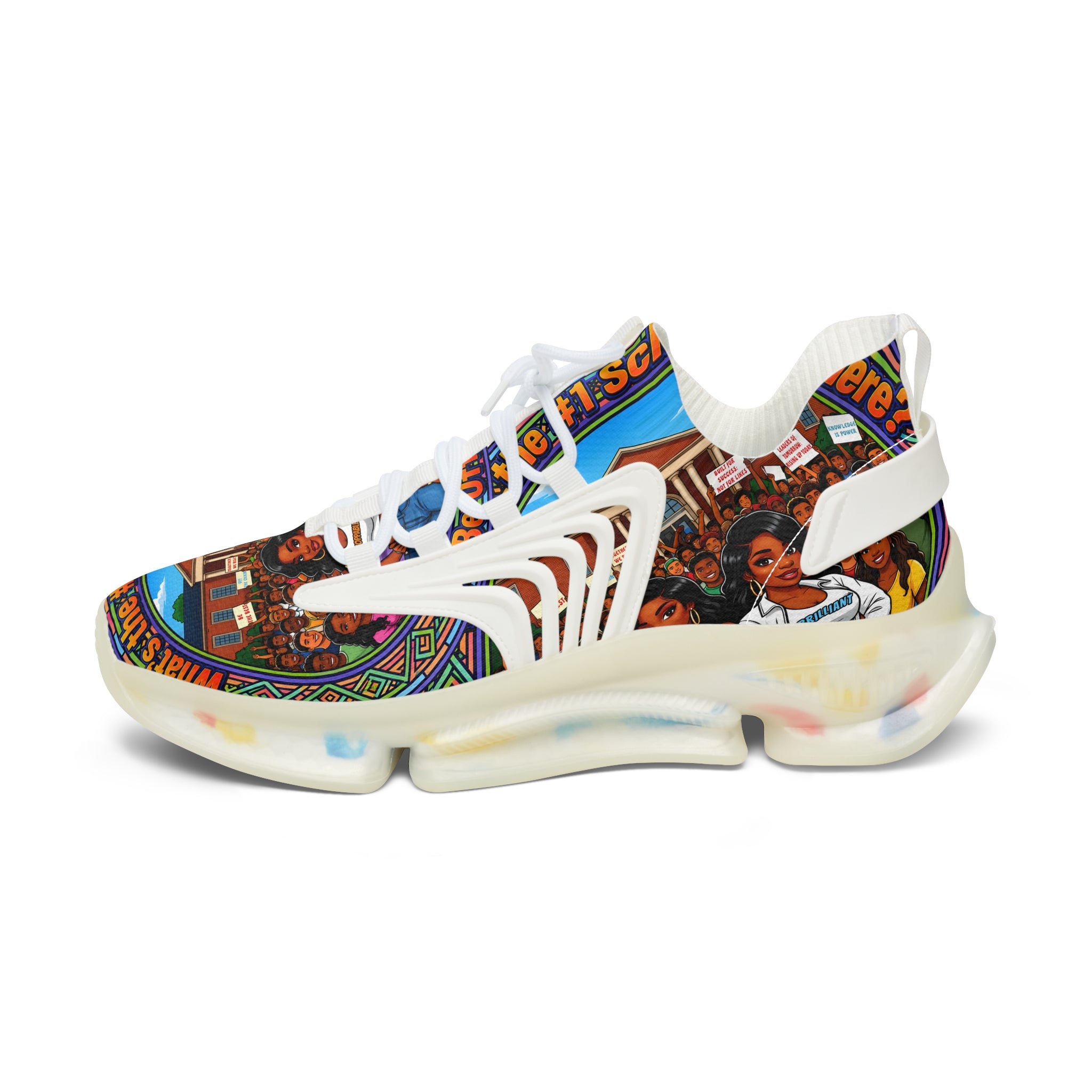 Women’s Mesh Sneakers — " What's The #1 School Out There "Vintage School Crew Graphic Athletic Shoes