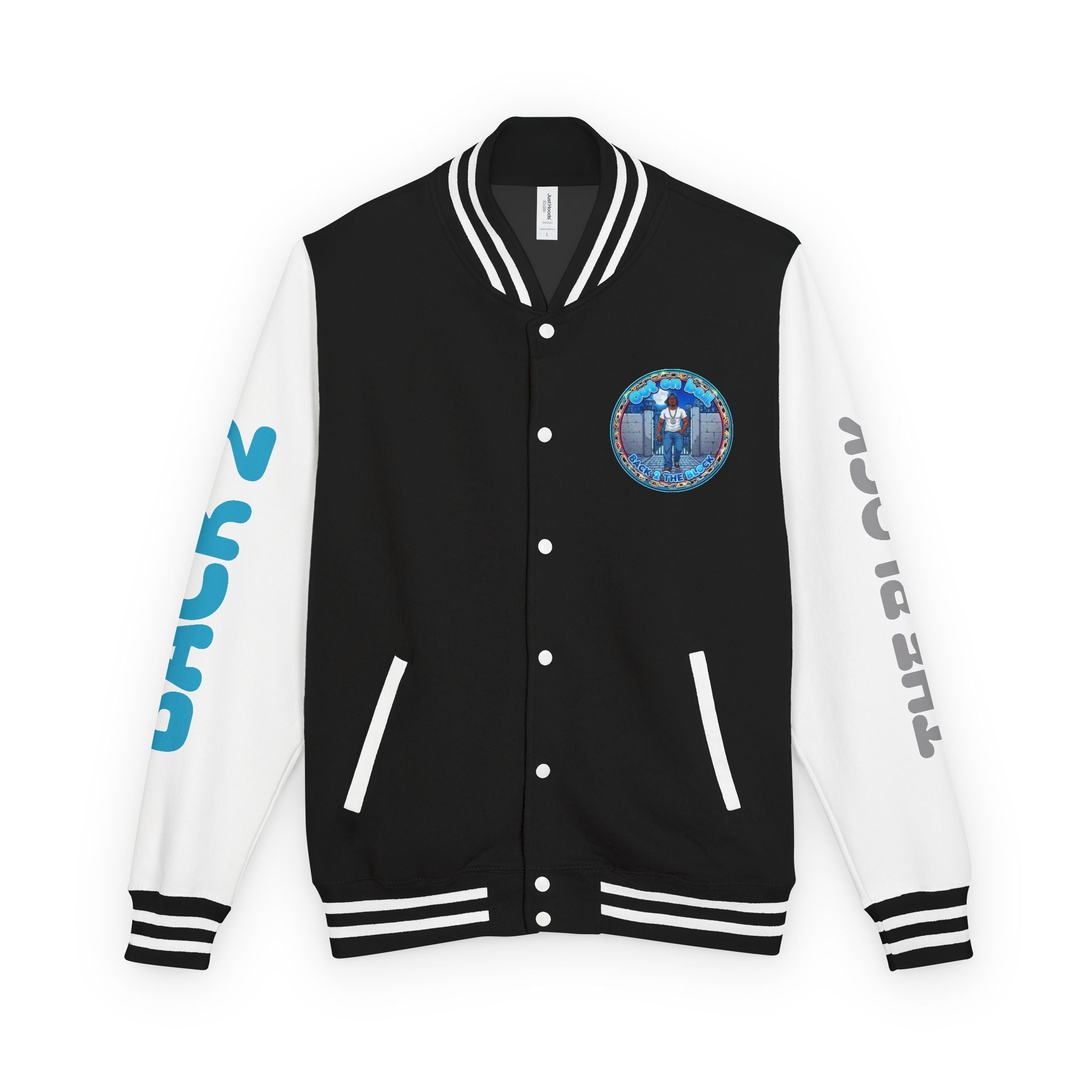 Letterman Jacket — 'Back 2 The Block' Retro Streetwear Patch Jacket