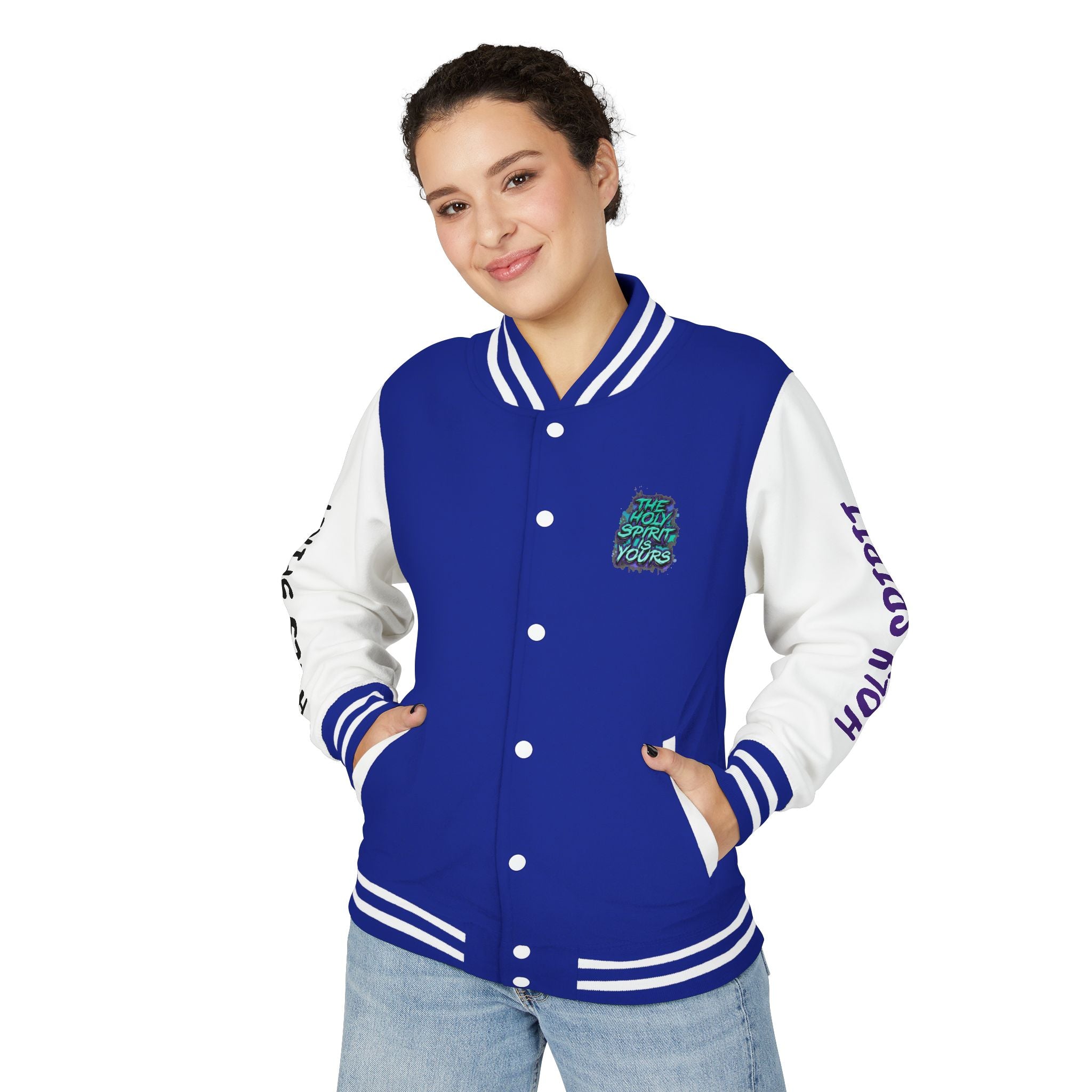 Letterman Jacket — "The Holy Spirit Is Yours" Graphic