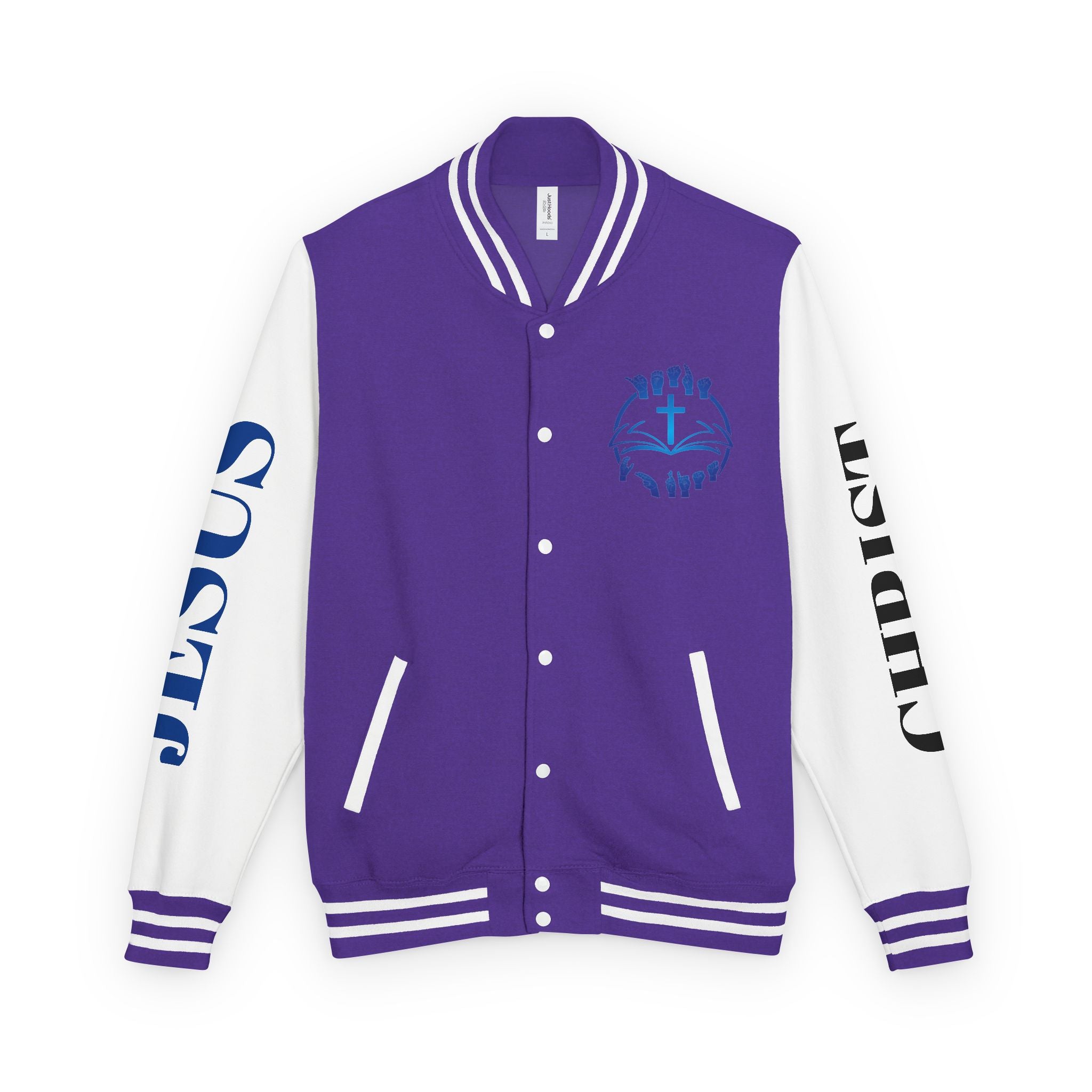 Christian Cross Letterman Jacket — Faith Crewneck Varsity Jacket