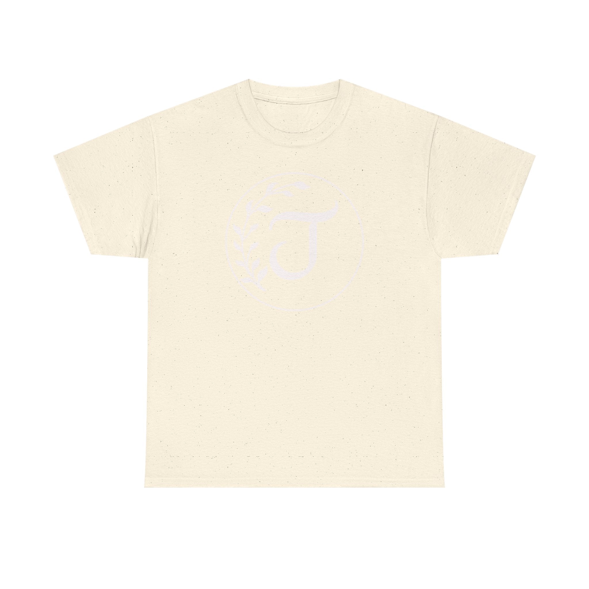 White Tee with Subtle "Floral J " Jesus Christ "— Minimalist Japanese Character T-Shirt