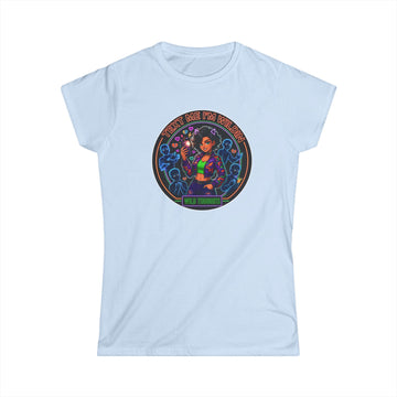 Women's Tee — "Text Me, I'm Wilding" Vibrant Cosmic Girl Graphic
