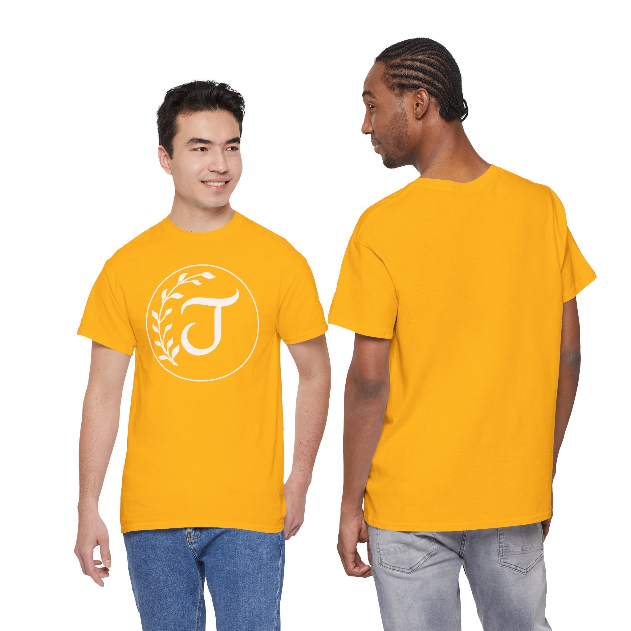 White Tee with Subtle "Floral J " Jesus Christ "— Minimalist Japanese Character T-Shirt