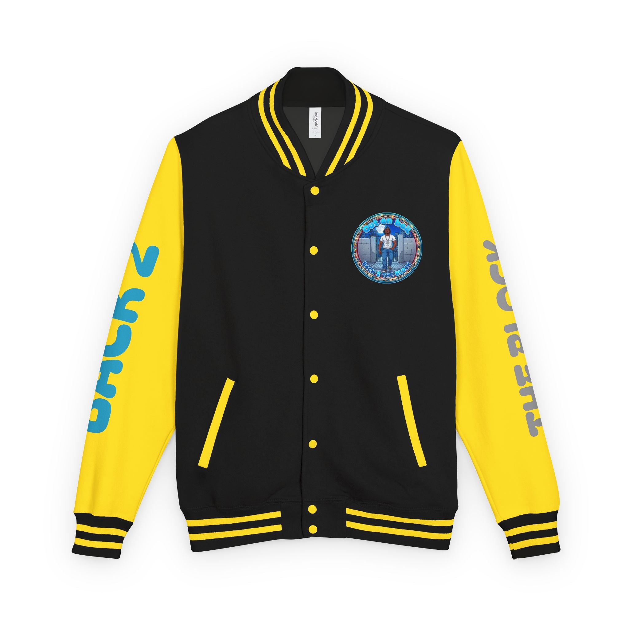 Letterman Jacket — 'Back 2 The Block' Retro Streetwear Patch Jacket