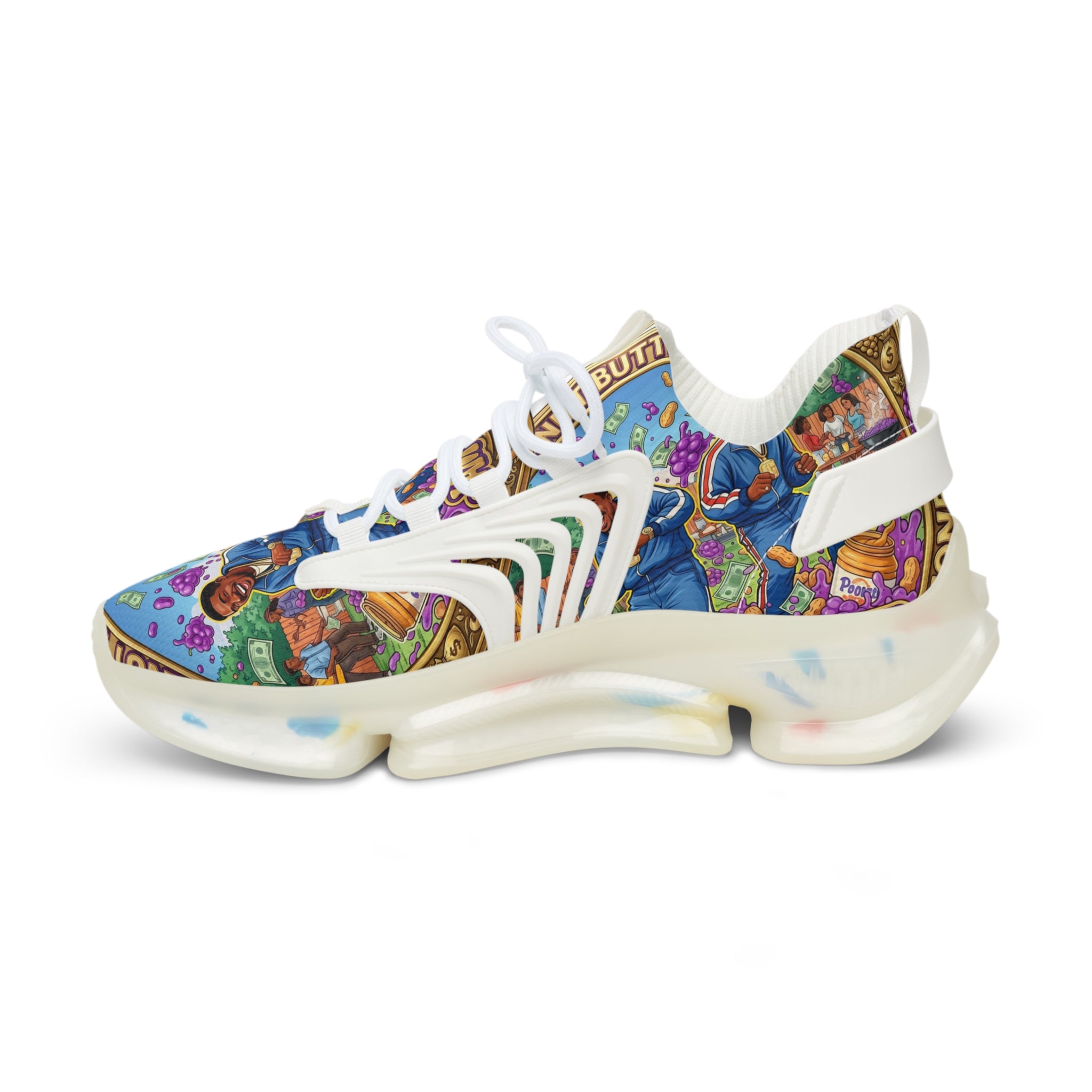 Mesh Sneakers —" Peanut Butter Jelly" Colorful Family Portrait Design Athletic Shoes