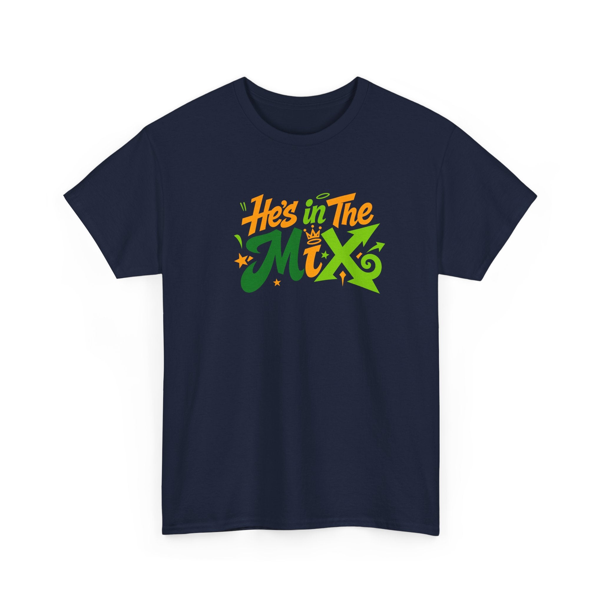 "He's in the Mix" T-Shirt — Retro Green & Orange DJ/Music Tee