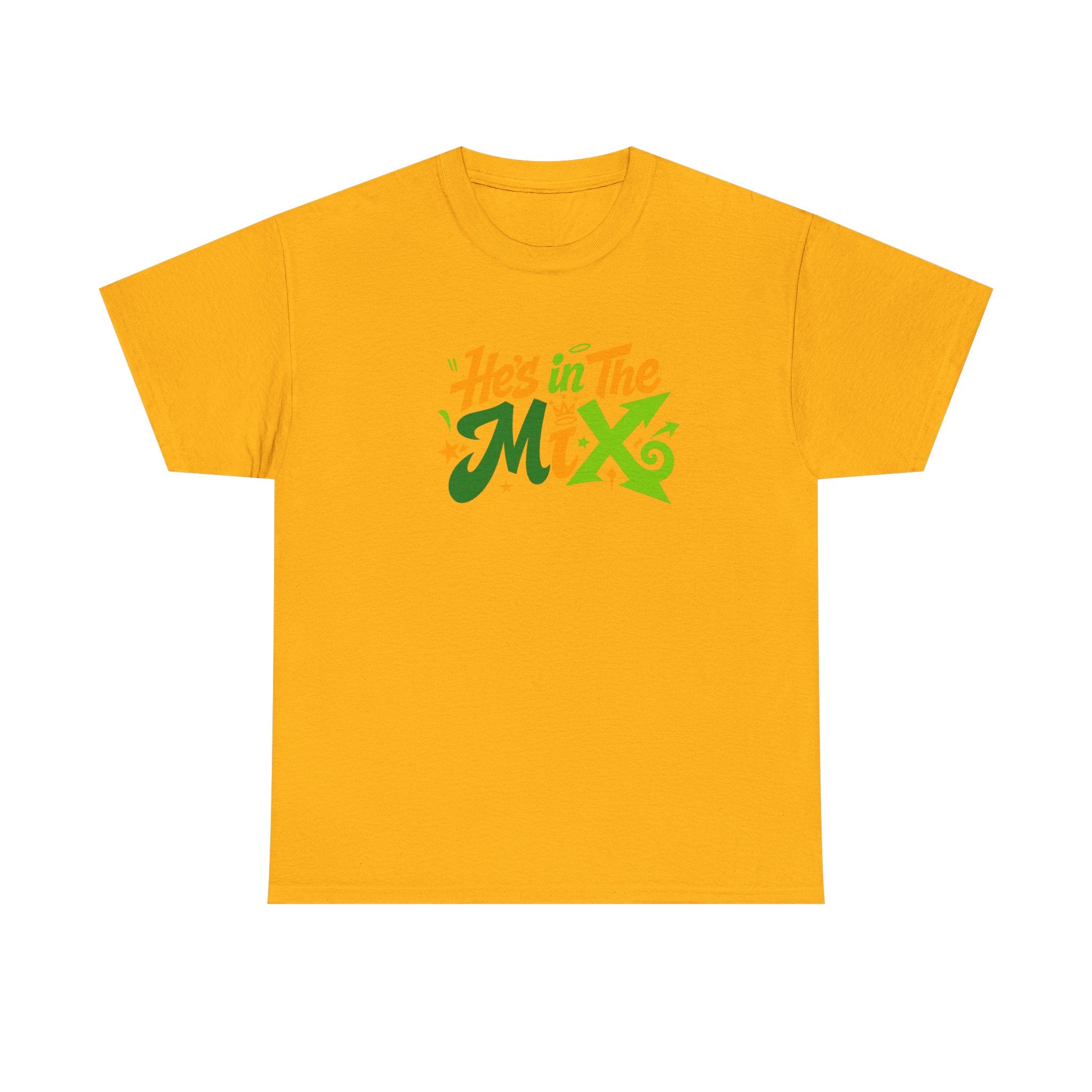 "He's in the Mix" T-Shirt — Retro Green & Orange DJ/Music Tee