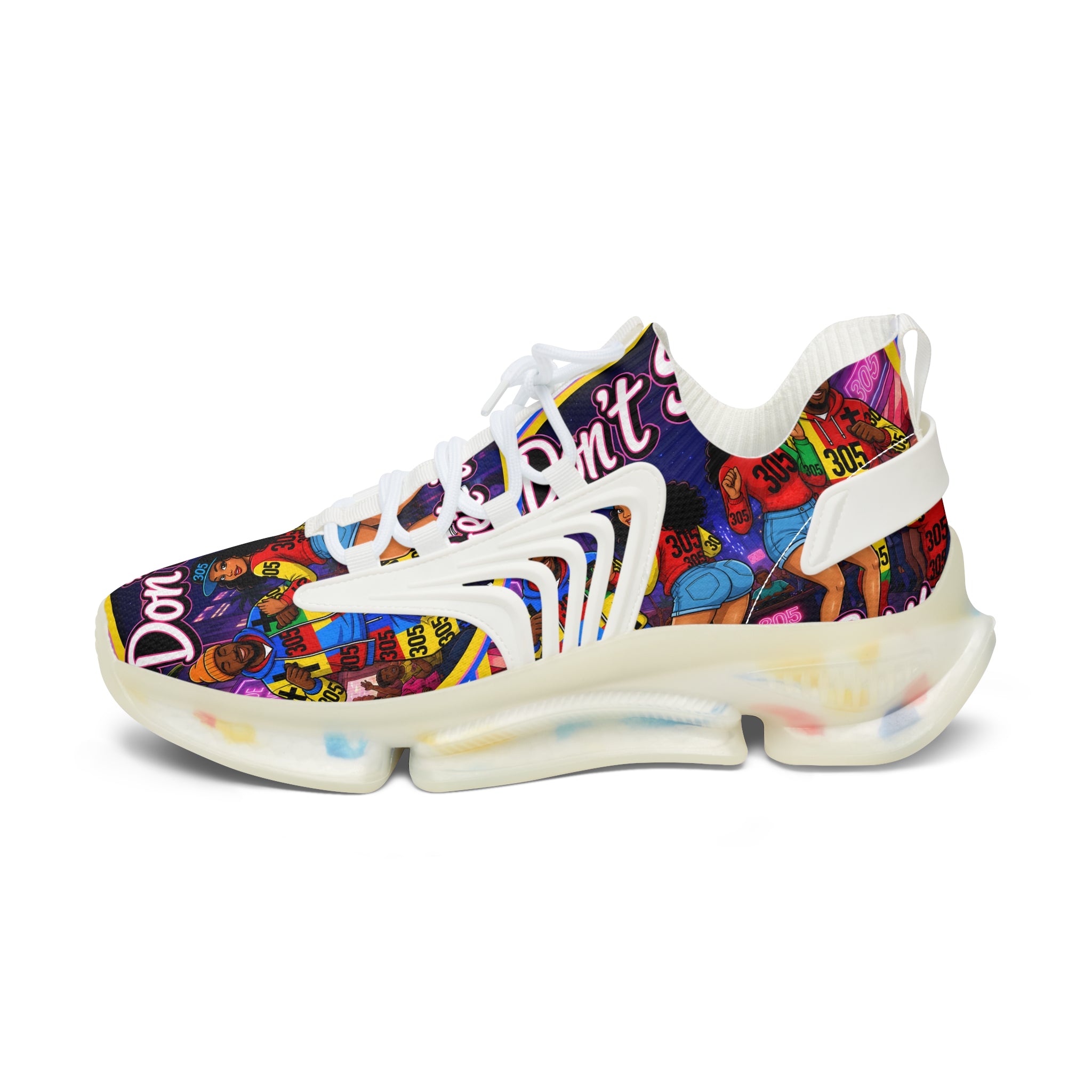 Women's Mesh Sneakers — Bold Graphic 'Don't Stop' Fashion Trainers