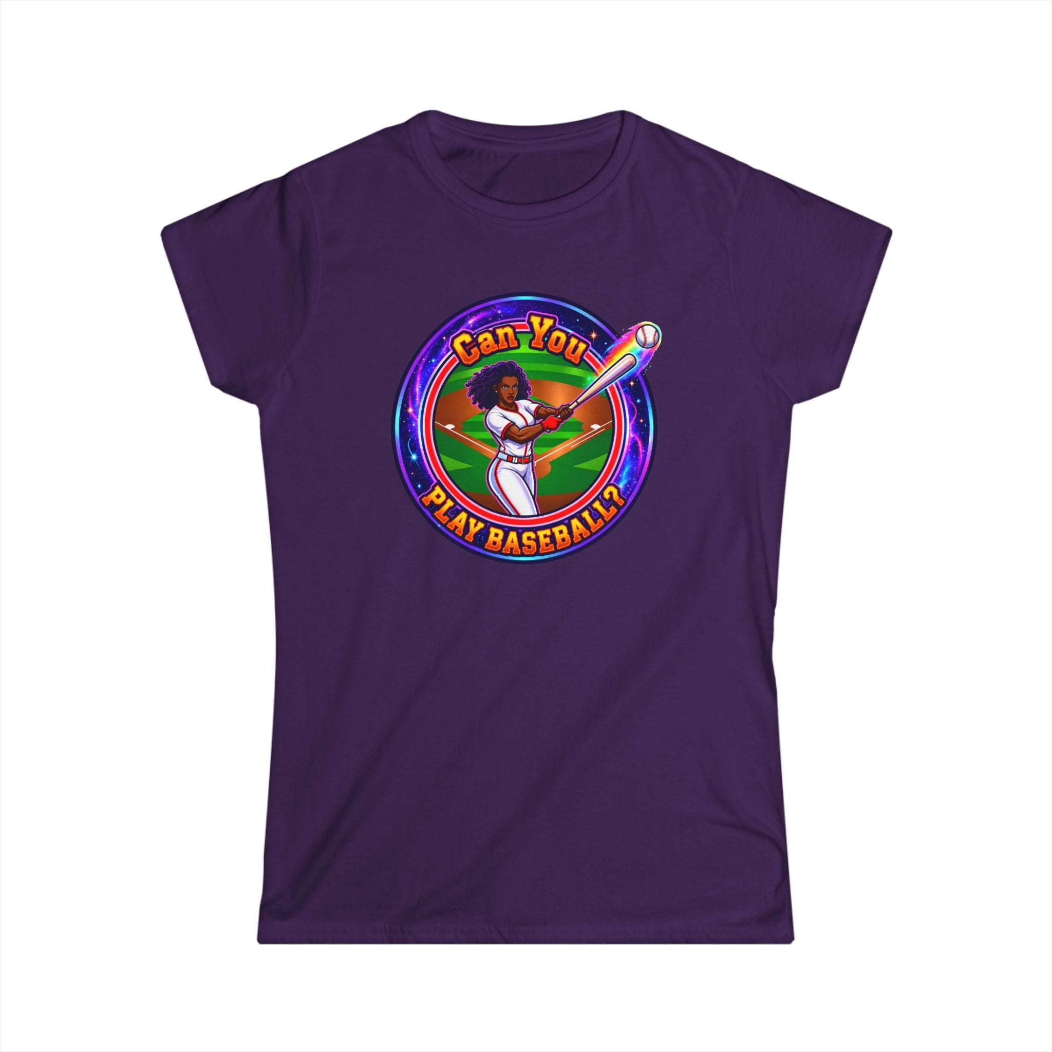 "Can You Play Baseball" Women's Baseball Tee – Feminine Softstyle Baseball Shirt