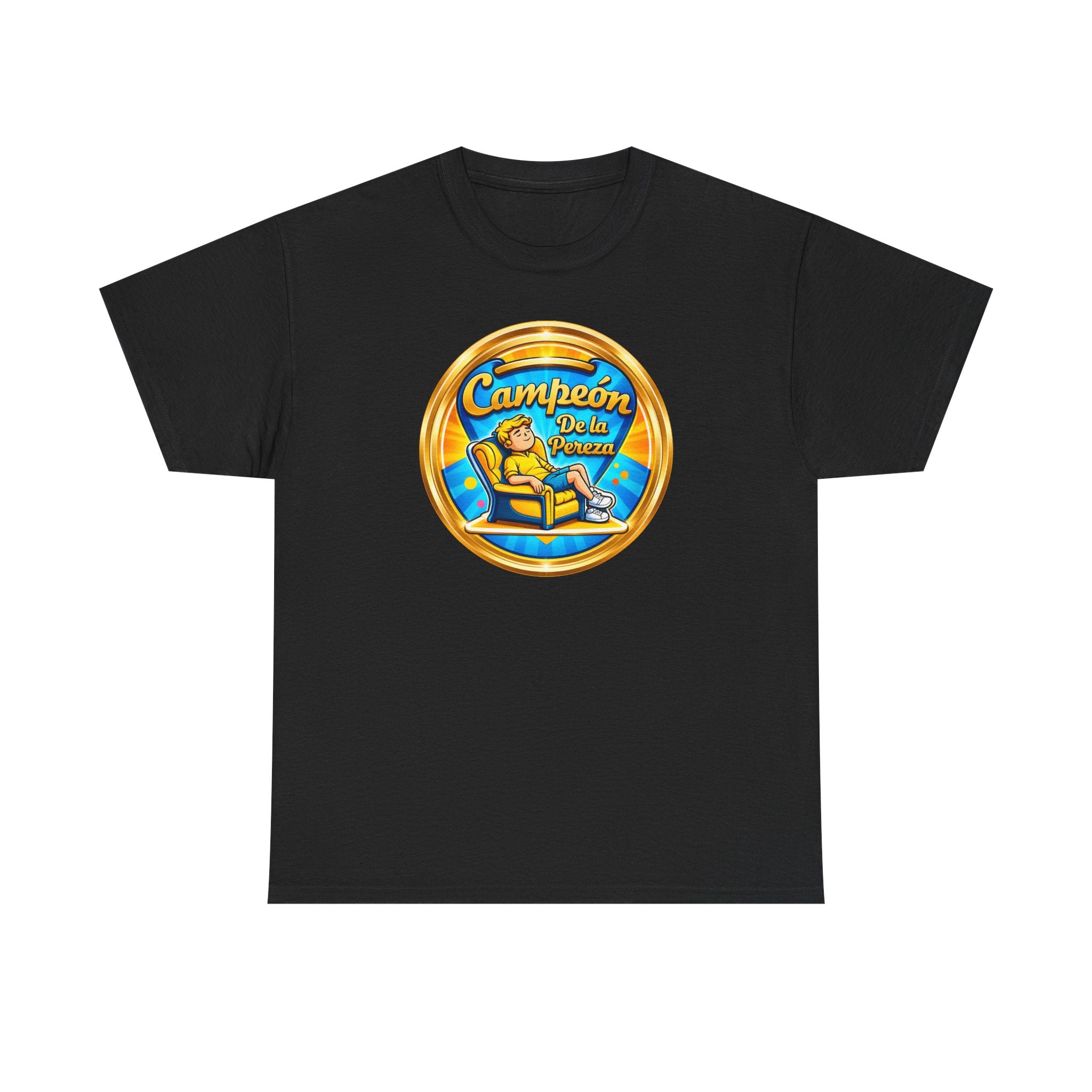 "Campeón De La Pereza" Tee — Gold Badge Adventure T‑Shirt