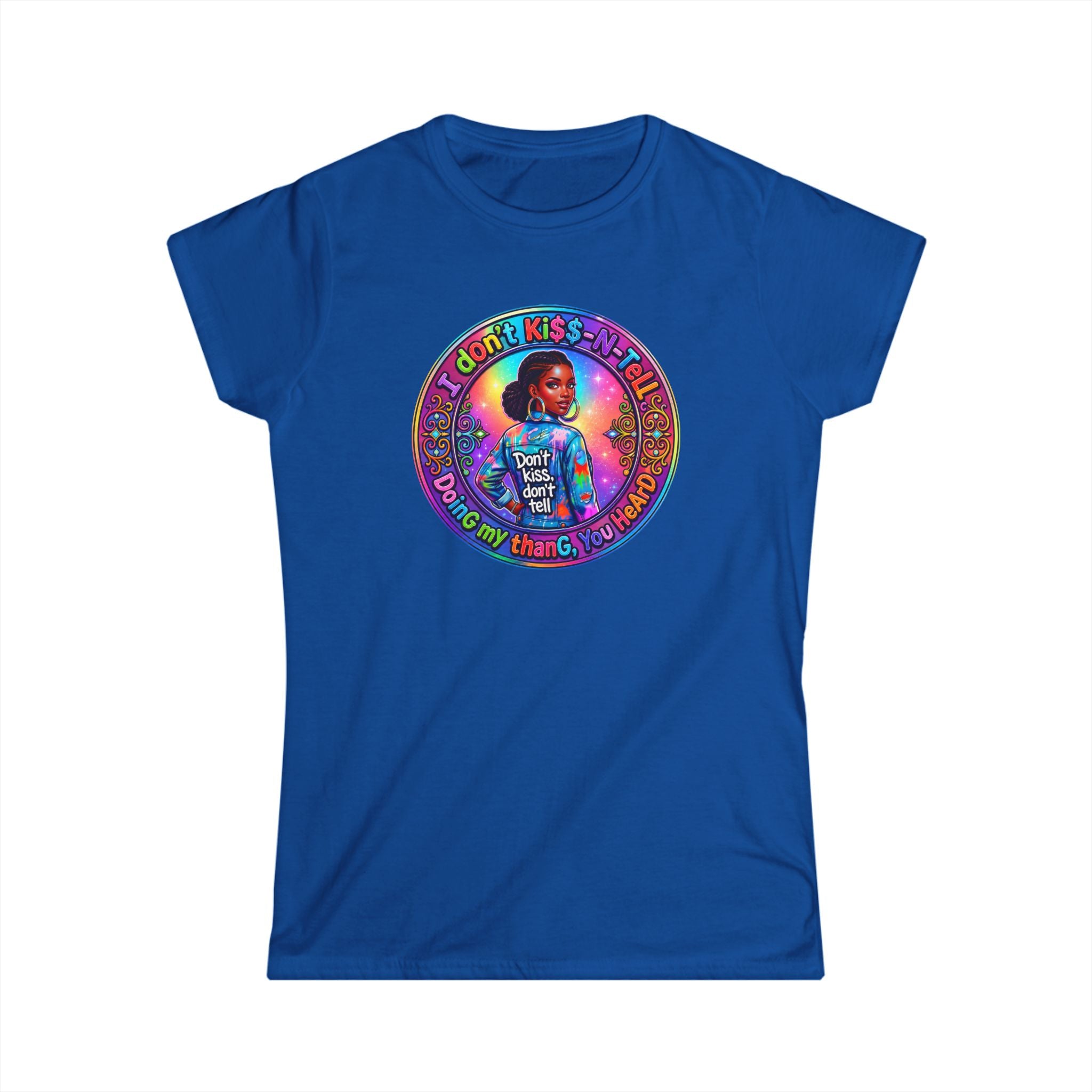 Women's Tee - 'I Don't Kiss-N-Tell" 'Retro Rainbow Graphic
