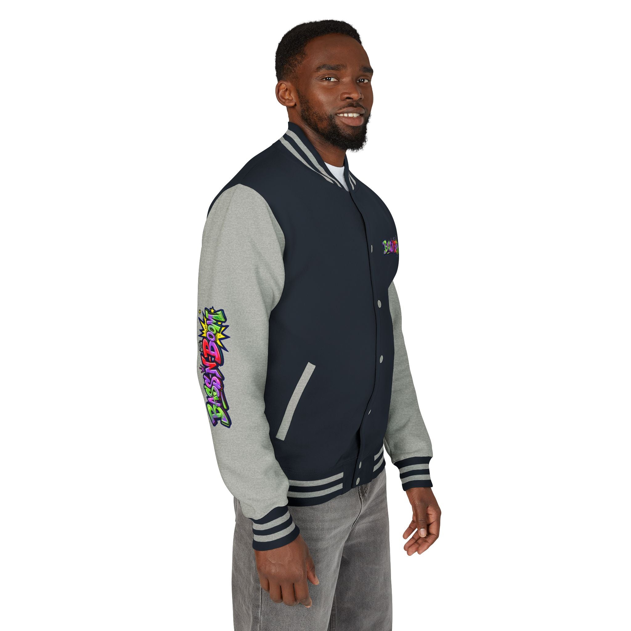 Letterman Jacket — 'Bass N Boom' Graffiti Bomber