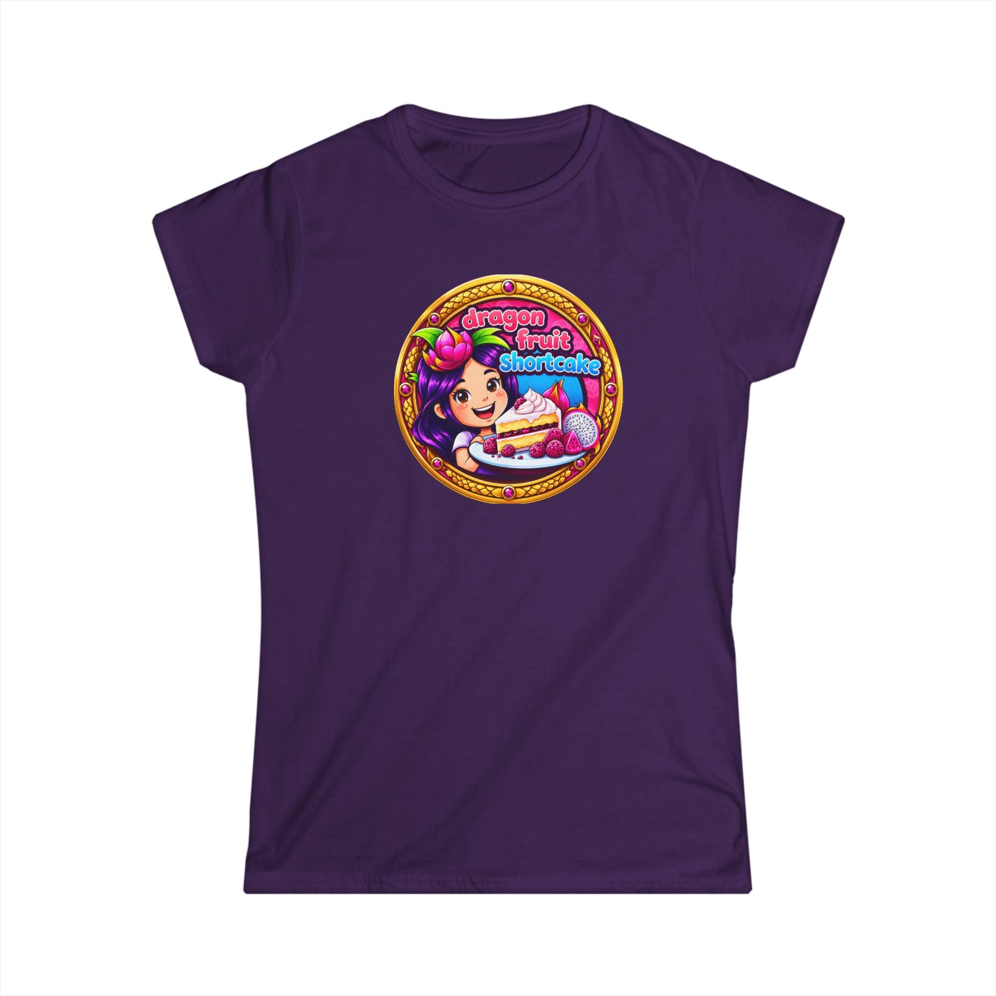 Women’s T‑Shirt — Cute Retro Girl with "Dragon Fruit Shortcake ” Graphic