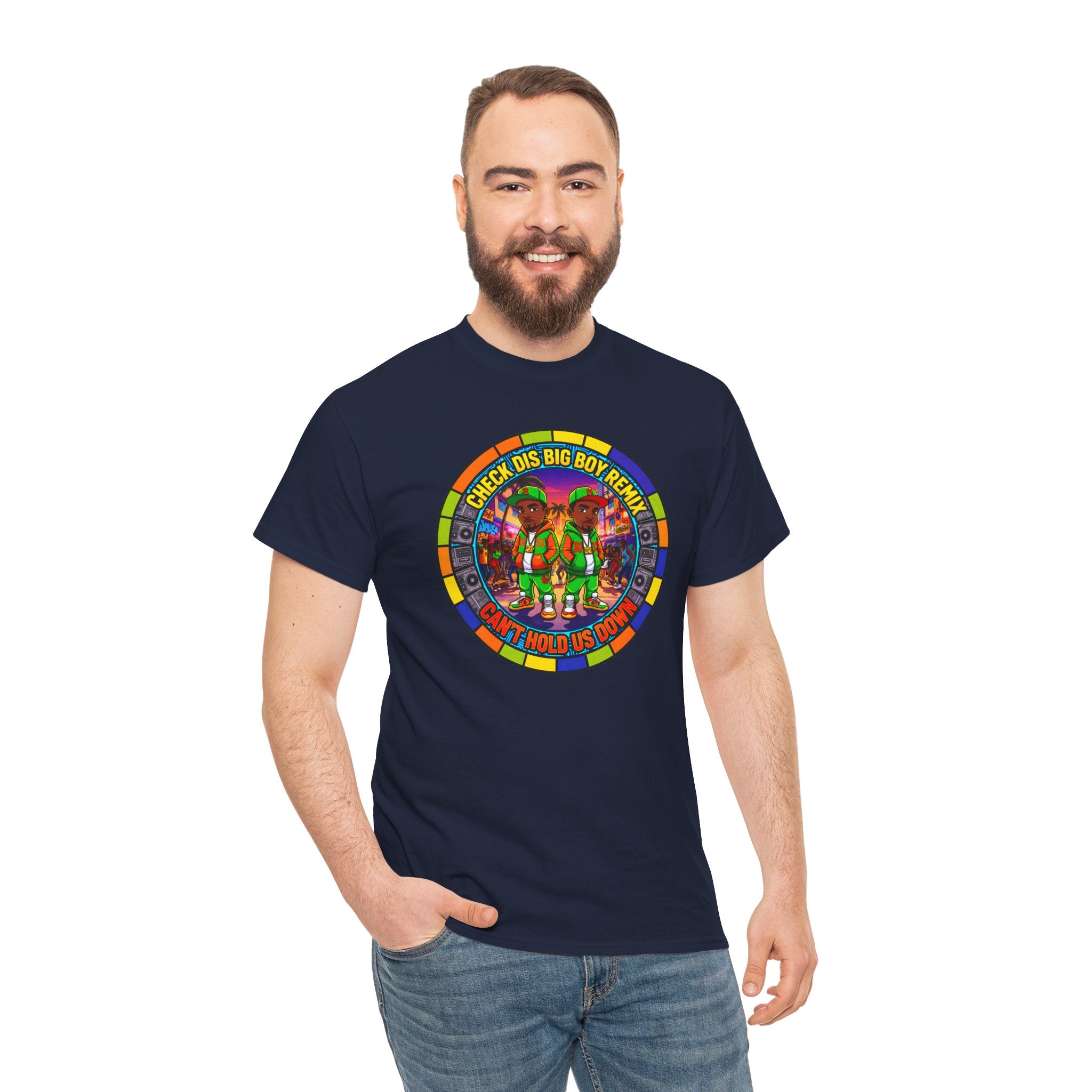 T-Shirt — "Check Dis Big Boy Remix" Colorful Cartoon Grap6hic Tee