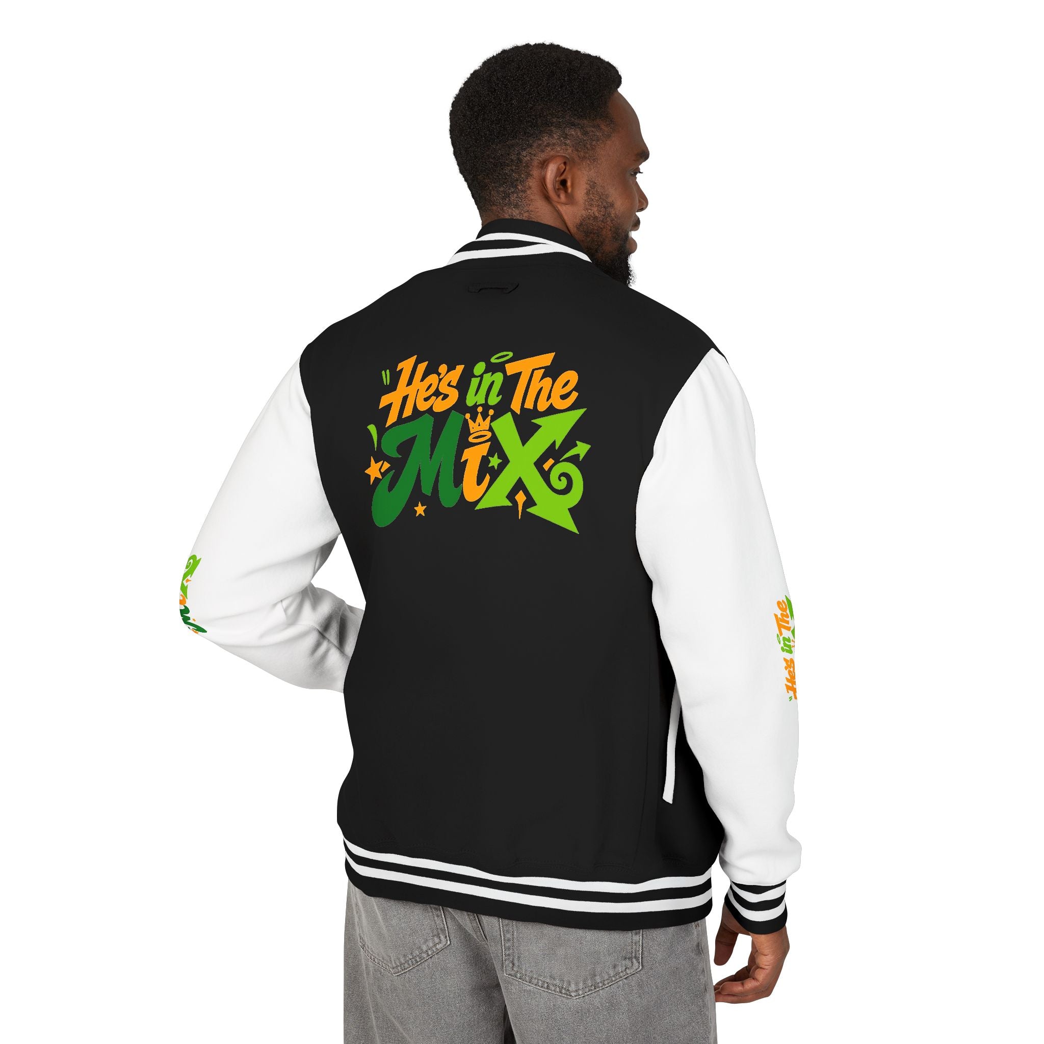 Letterman Jacket - "He's in the Mix" Retro Graffiti Varsity Jacket