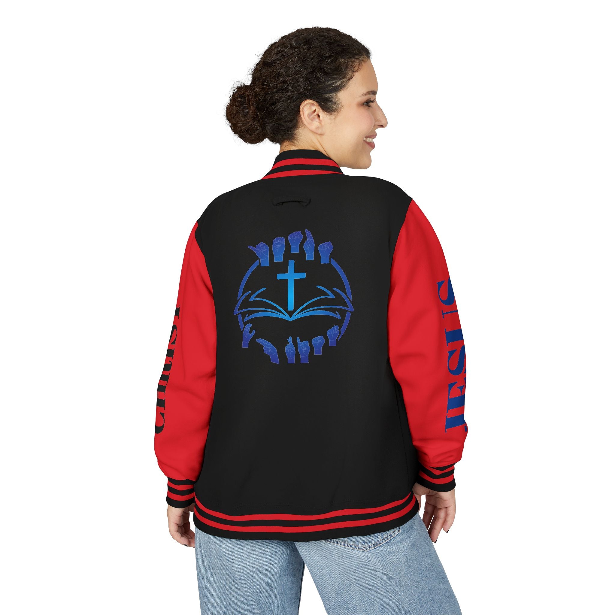 Christian Cross Letterman Jacket — Faith Crewneck Varsity Jacket