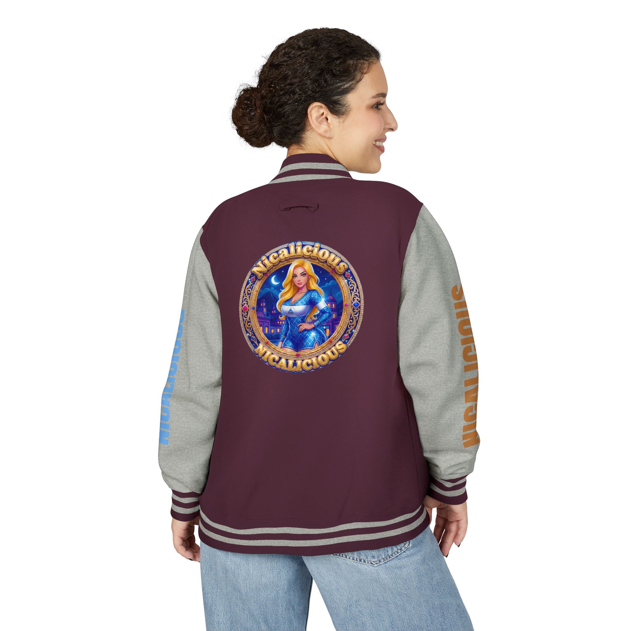 Letterman Jacket — 'Nicalicious' Retro Varsity Jacket with Angel Crest