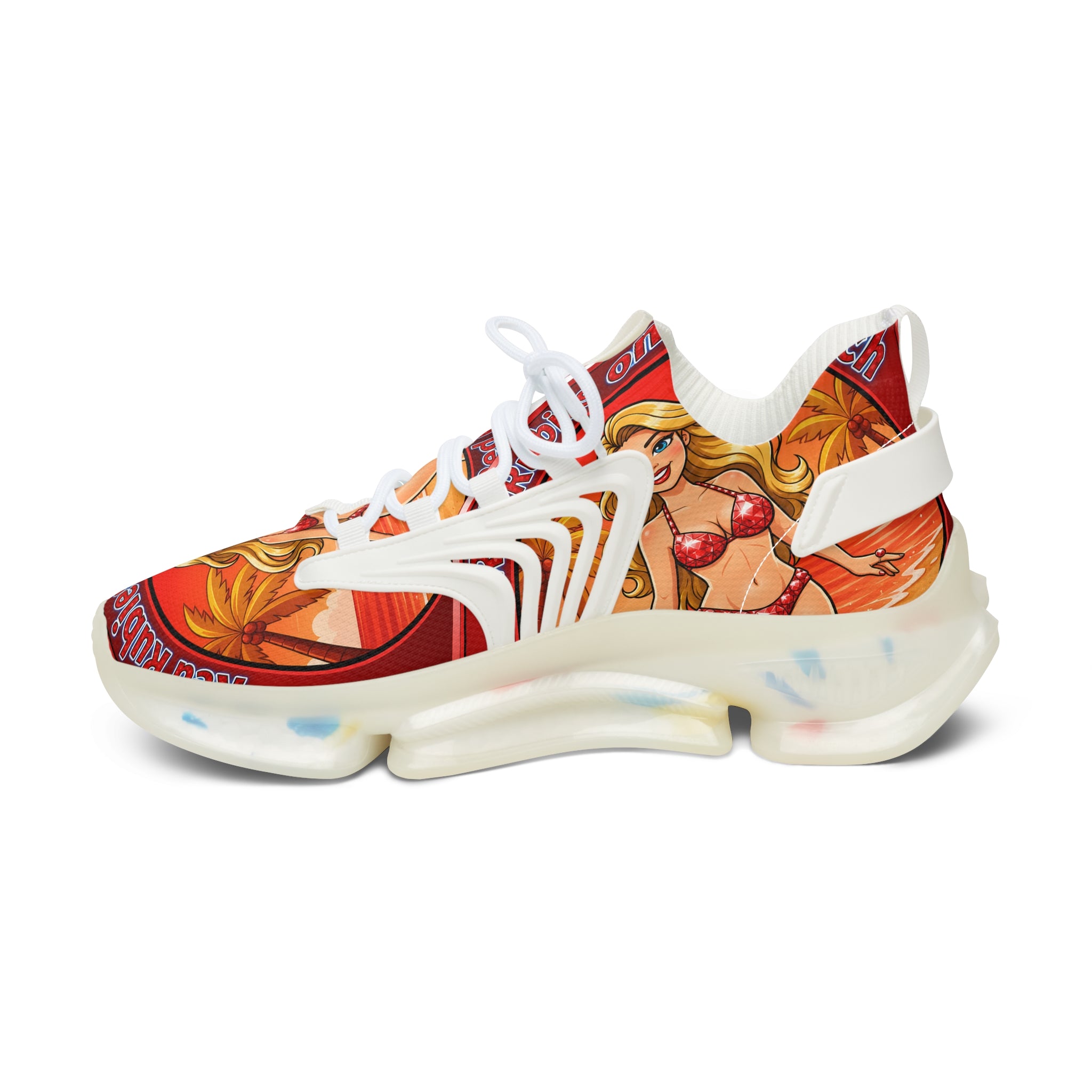 Women’s Mesh Sneakers — Retro Pinup Mermaid Graphic Athletic Shoes