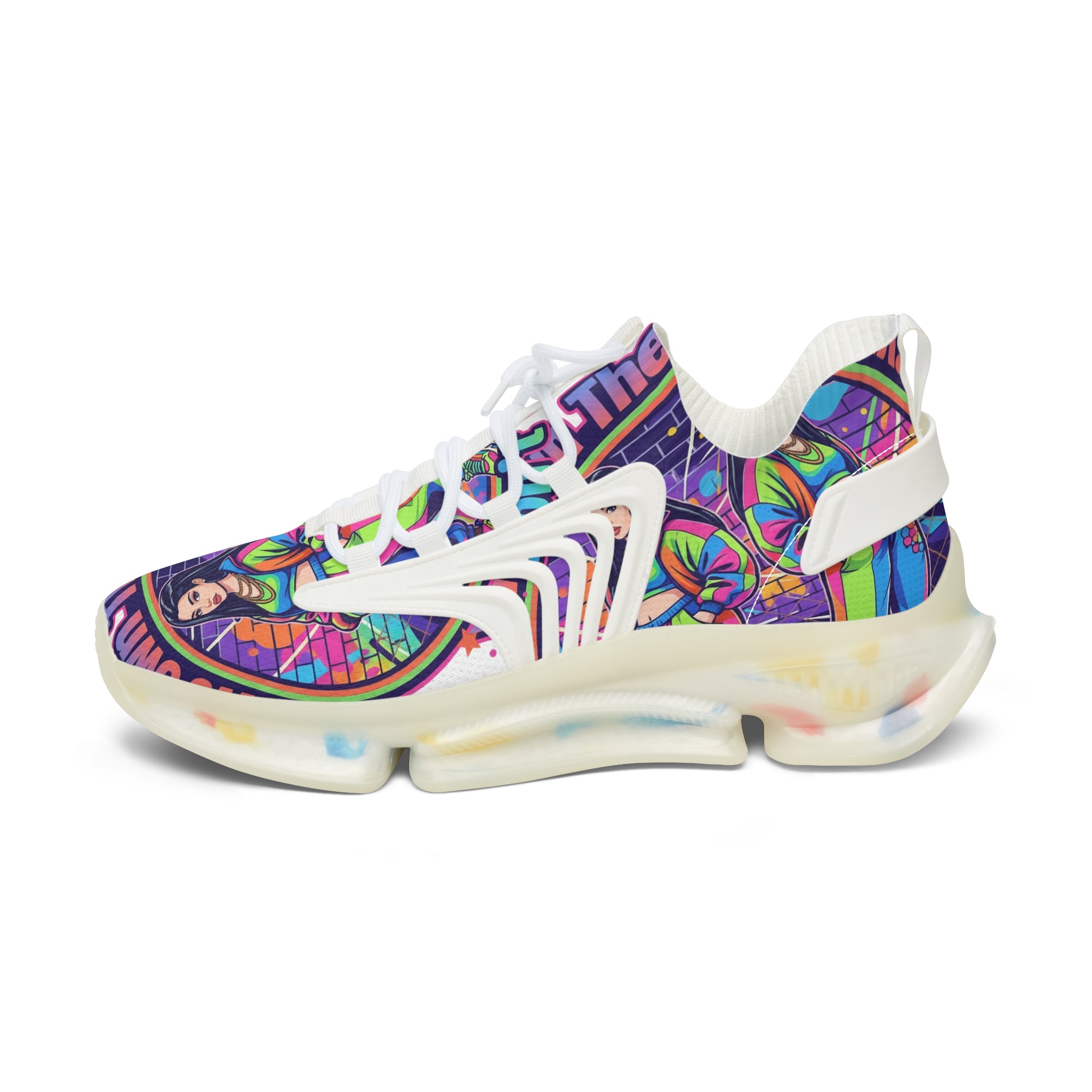 Women’s Mesh Sneakers — "We Own The Sidewalk "Colorful Retro Graphic Streetwear Trainers