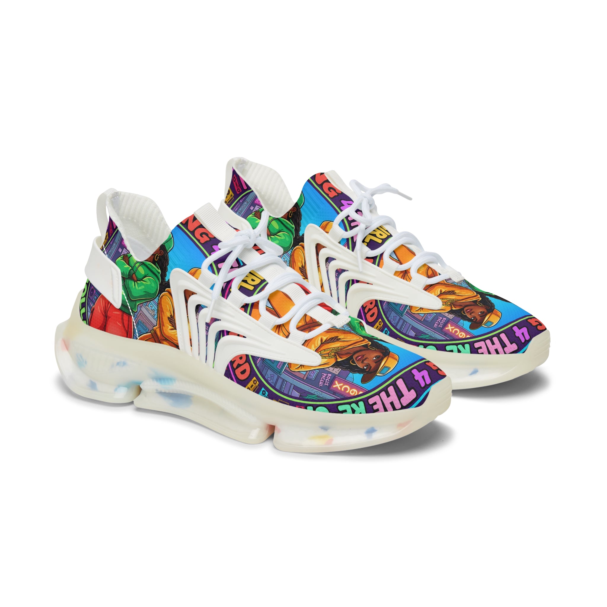Women's Mesh Sneakers — 'Im Waiting For The Re-Up' Street Art Design