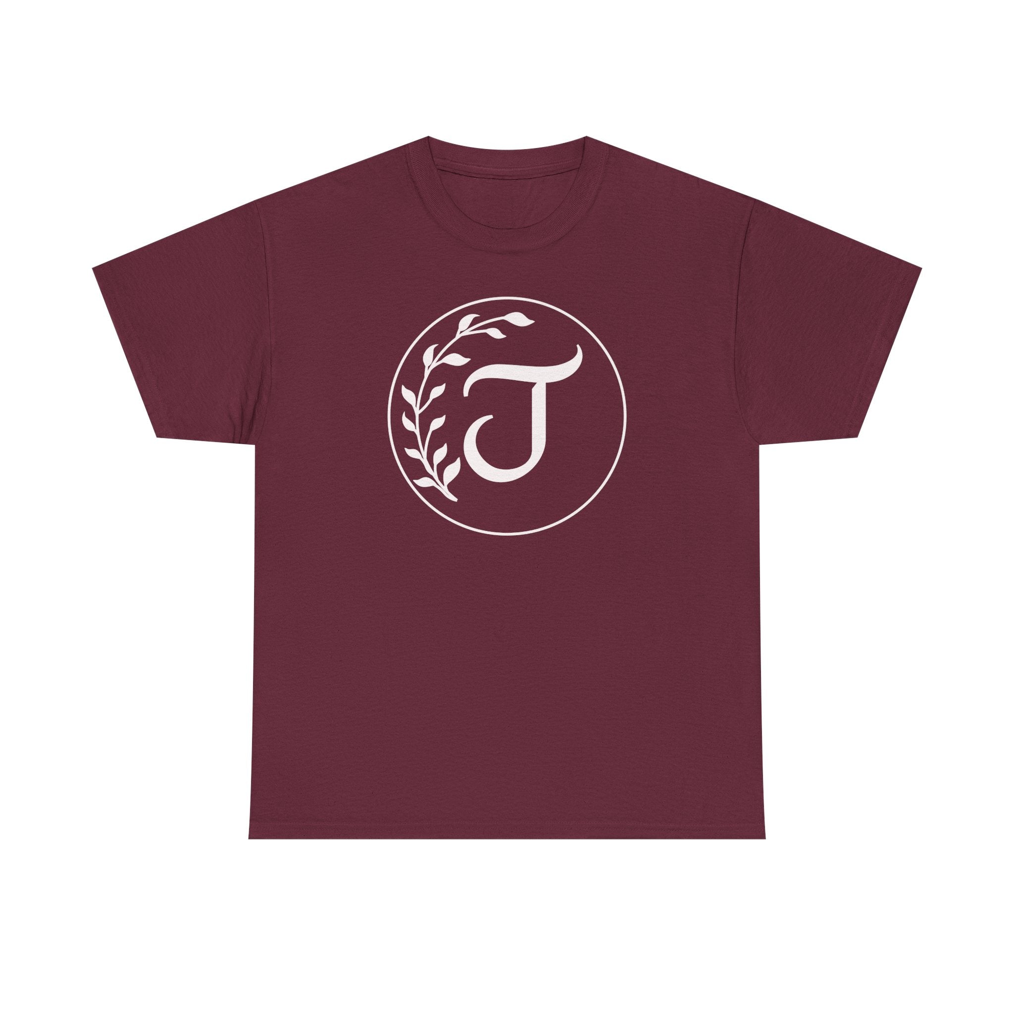 White Tee with Subtle "Floral J " Jesus Christ "— Minimalist Japanese Character T-Shirt