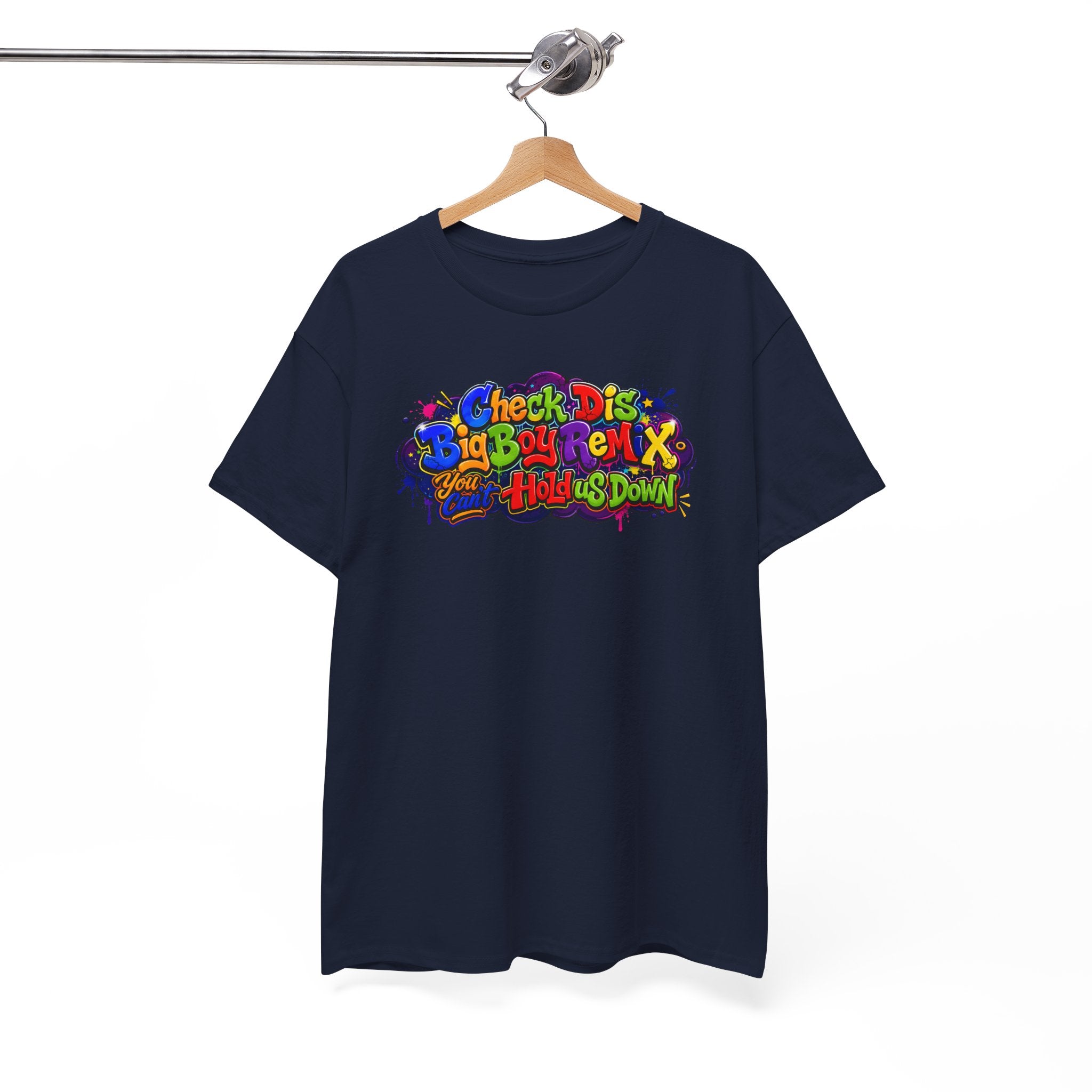 Graphic Tee — Colorful 'Check Dis Big Boy Remix' Retro Street Art T-Shirt