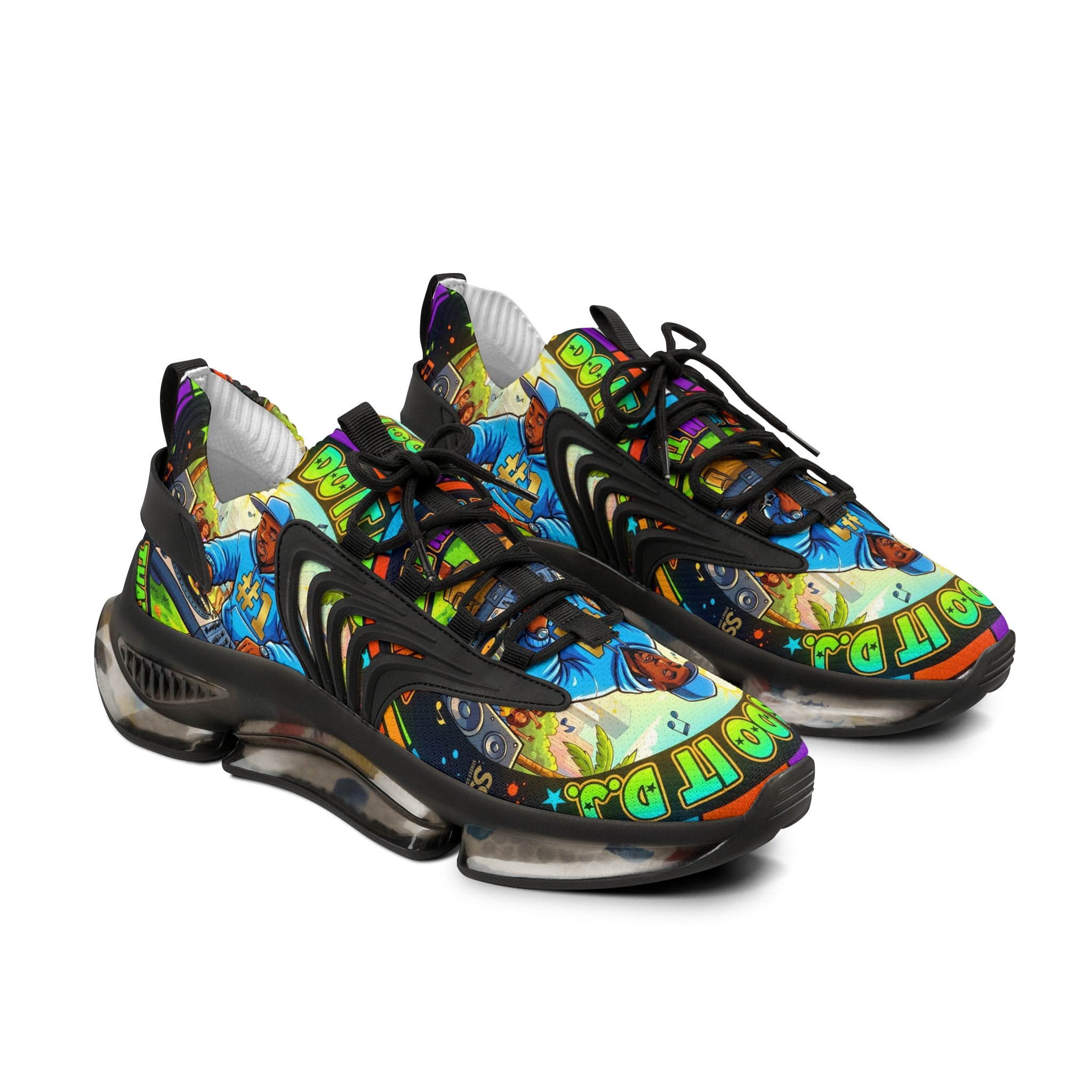 Men's Graphic Mesh Sneakers — " Lets Do It DJ" Colorful Retro DJ Street Style