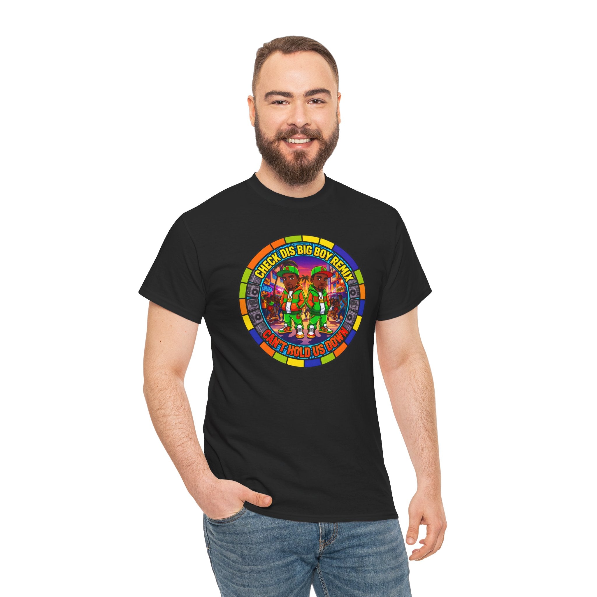 T-Shirt — "Check Dis Big Boy Remix" Colorful Cartoon Grap6hic Tee