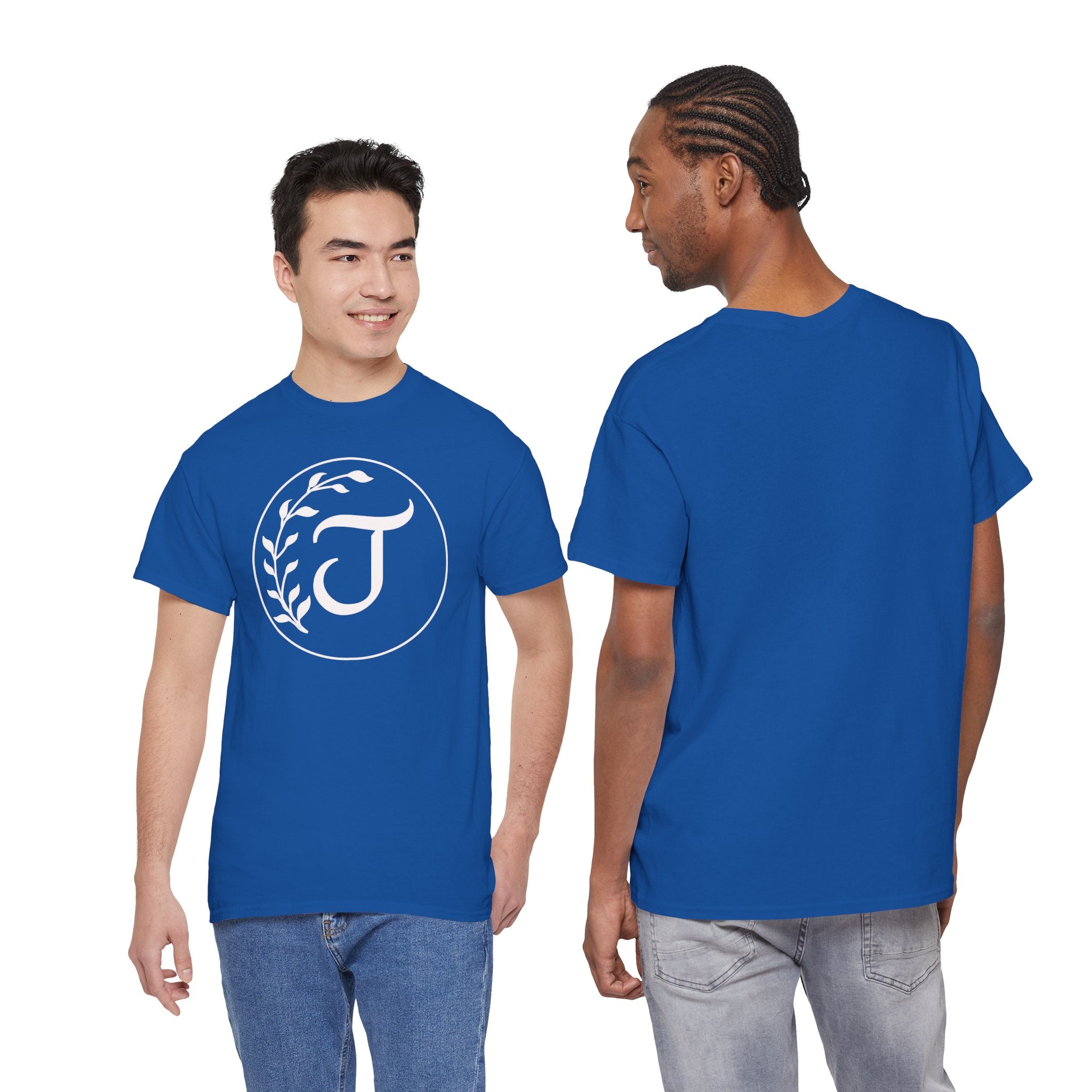 White Tee with Subtle "Floral J " Jesus Christ "— Minimalist Japanese Character T-Shirt