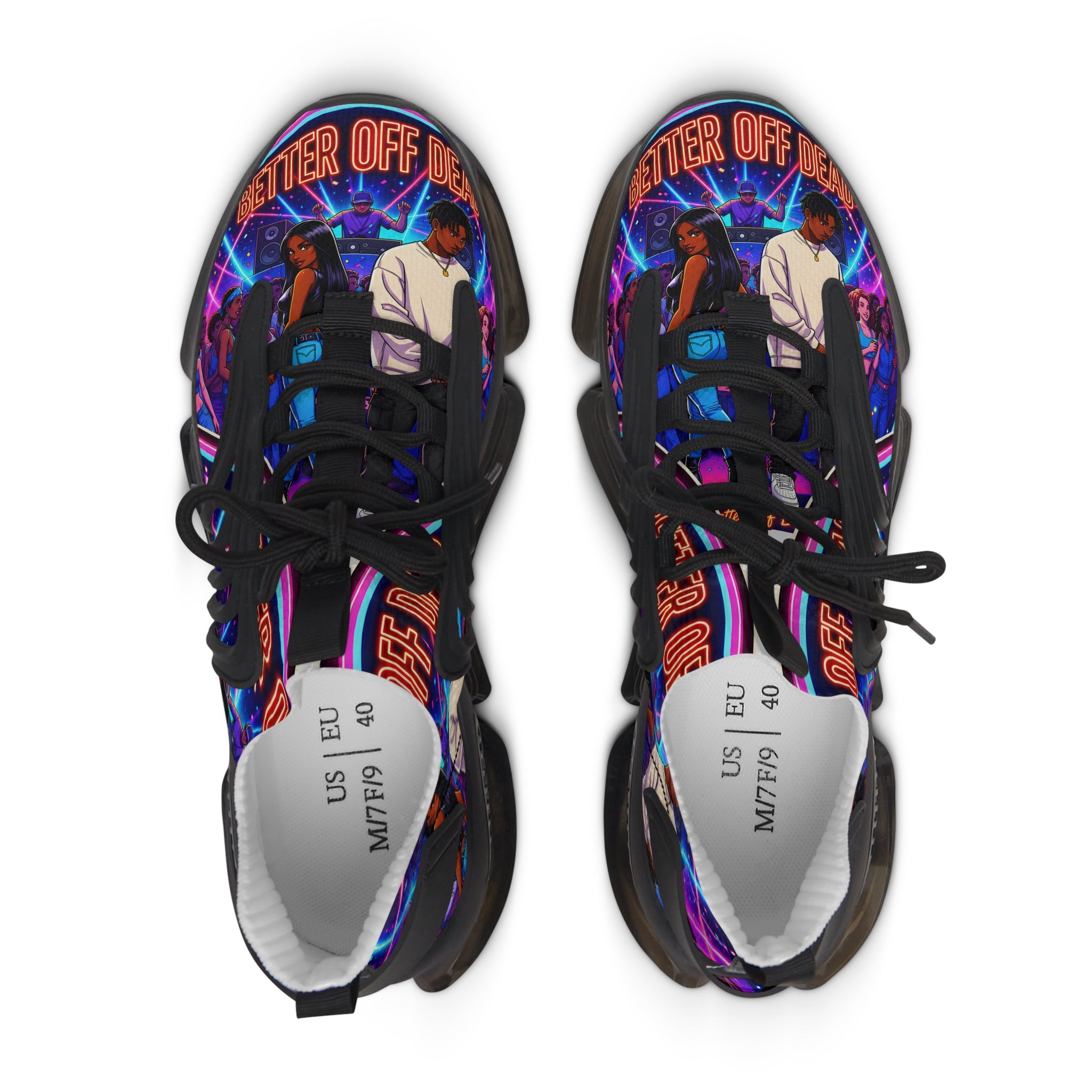 Women's Mesh Sneakers — Retro Vaporwave Anime Graphic Athletic Shoes