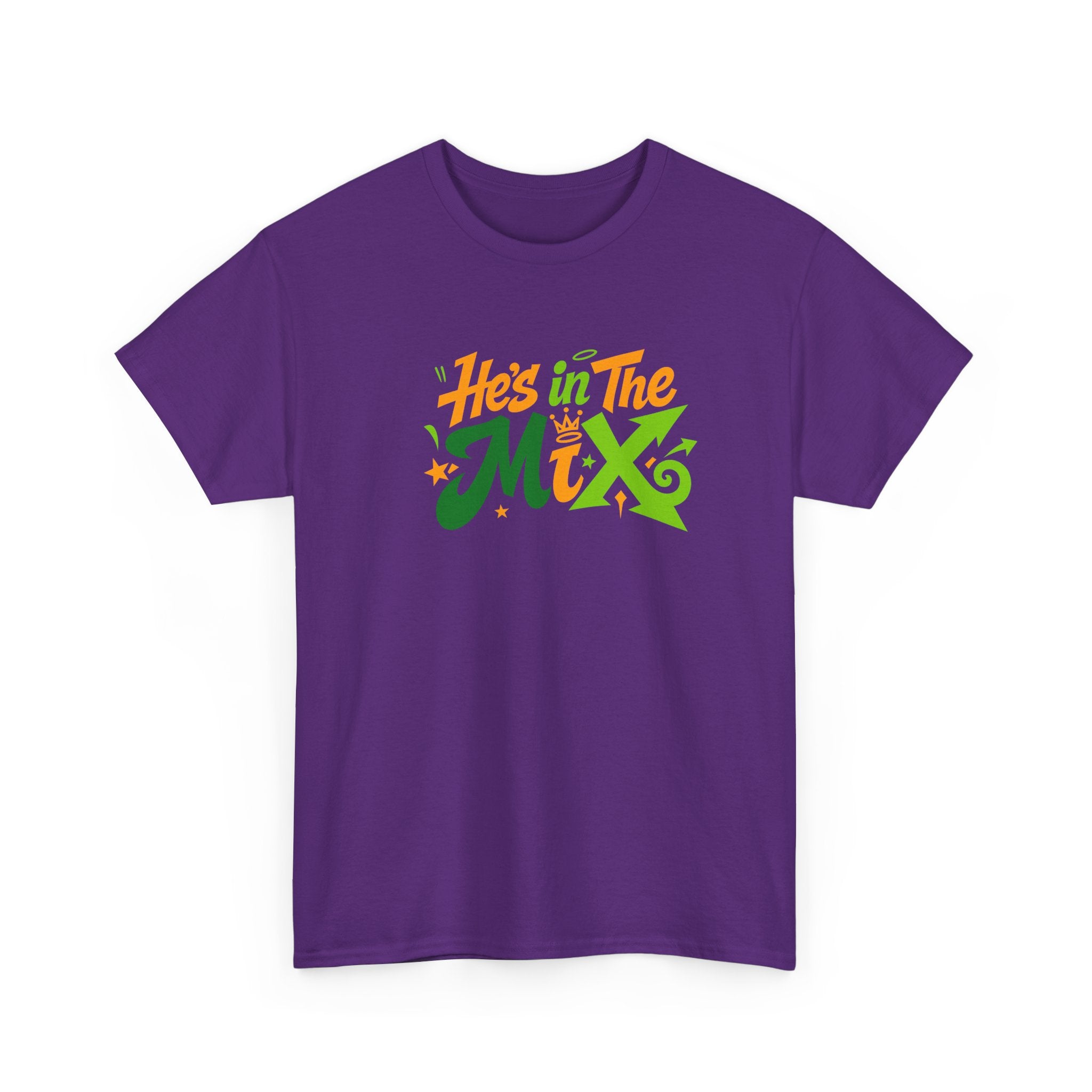 "He's in the Mix" T-Shirt — Retro Green & Orange DJ/Music Tee