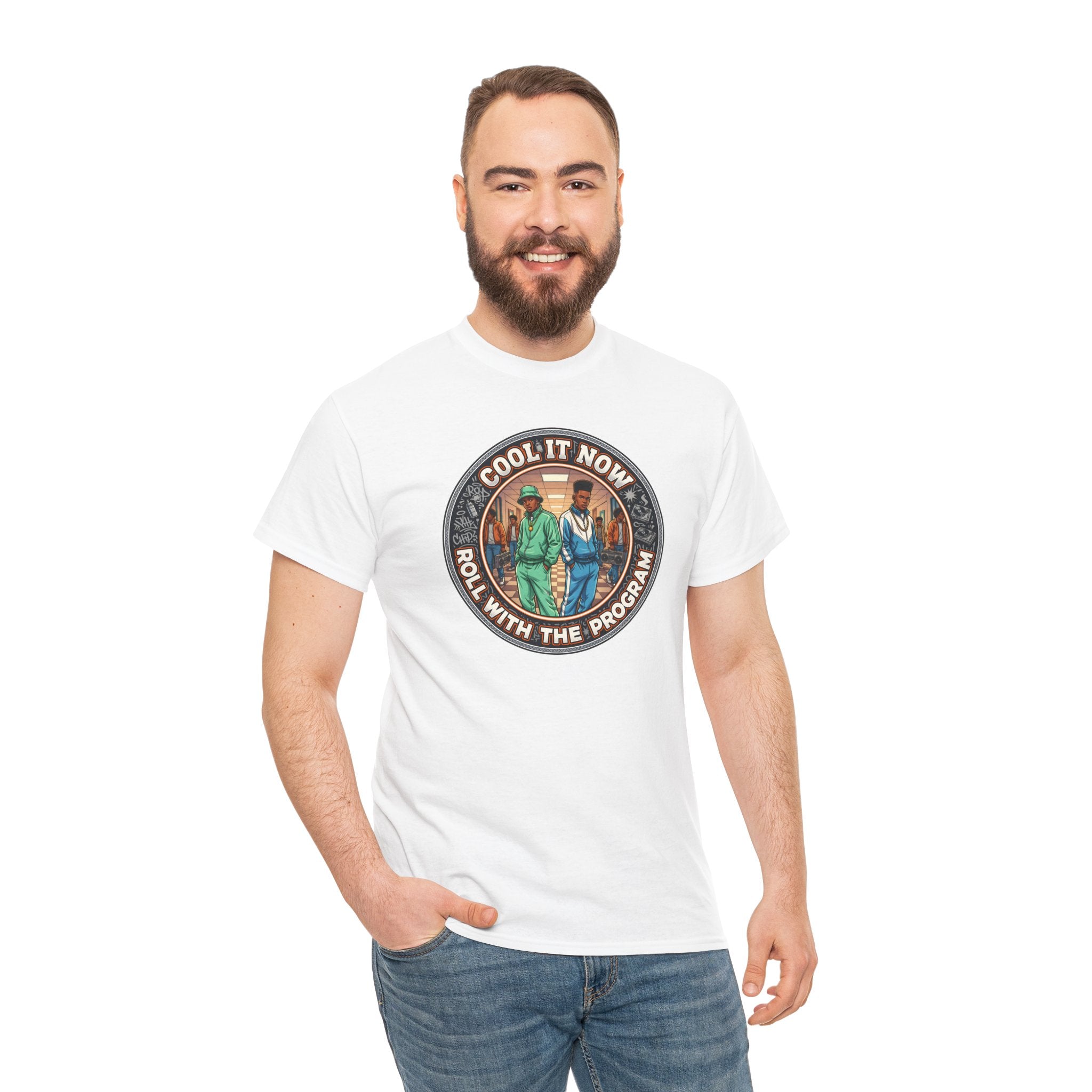Cool It Now Tee — "Cool It Now Roll With The Program" Vintage Patch Graphic T-Shirt